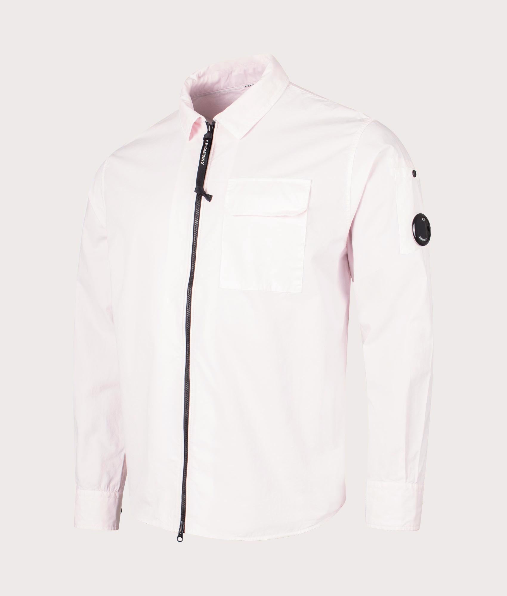 C.P. Company Mens Gabardine Zipped Overshirt - Colour: 501 Heavenly Pink - Size: Medium