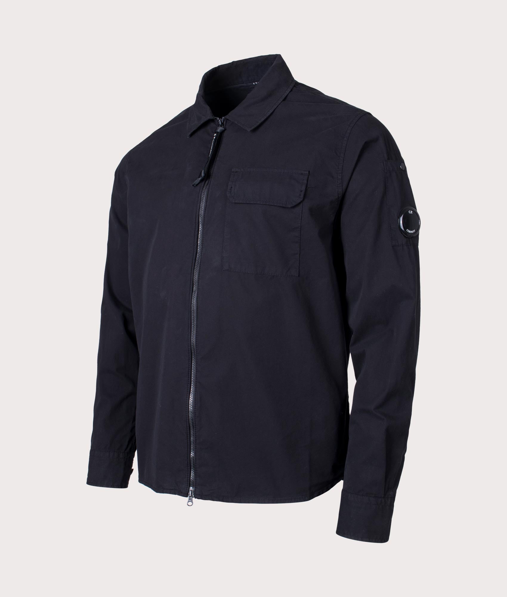 C.P. Company Mens Gabardine Zipped Overshirt - Colour: 999 Black - Size: Large