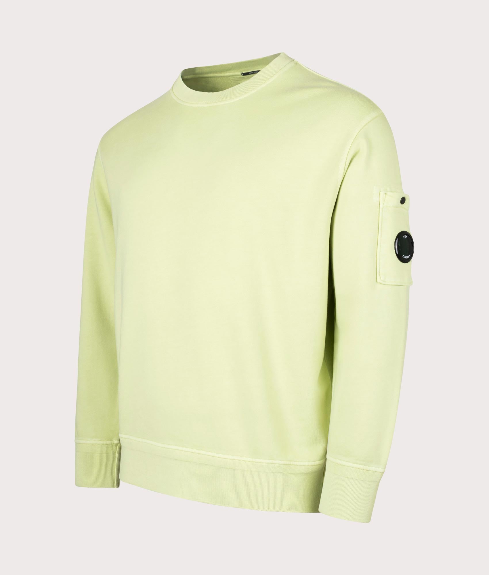 C.P. Company Mens Cotton Diagonal Fleece Lens Sweatshirt - Colour: 613 White Pear - Size: Medium