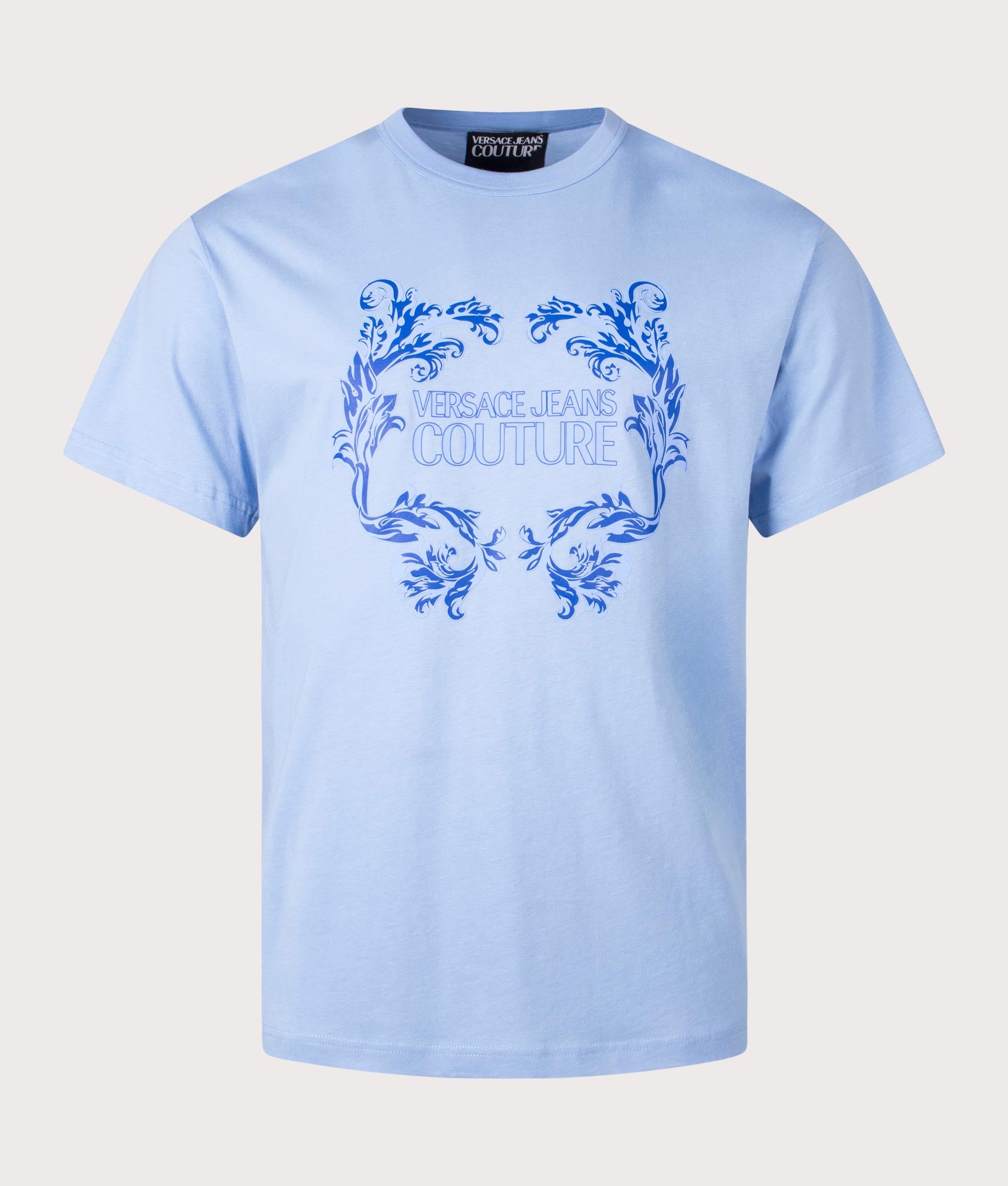 Versace Jeans Couture Mens Rubberised Logo Baroque T-Shirt - Colour: 261 Cerulean - Size: XXL