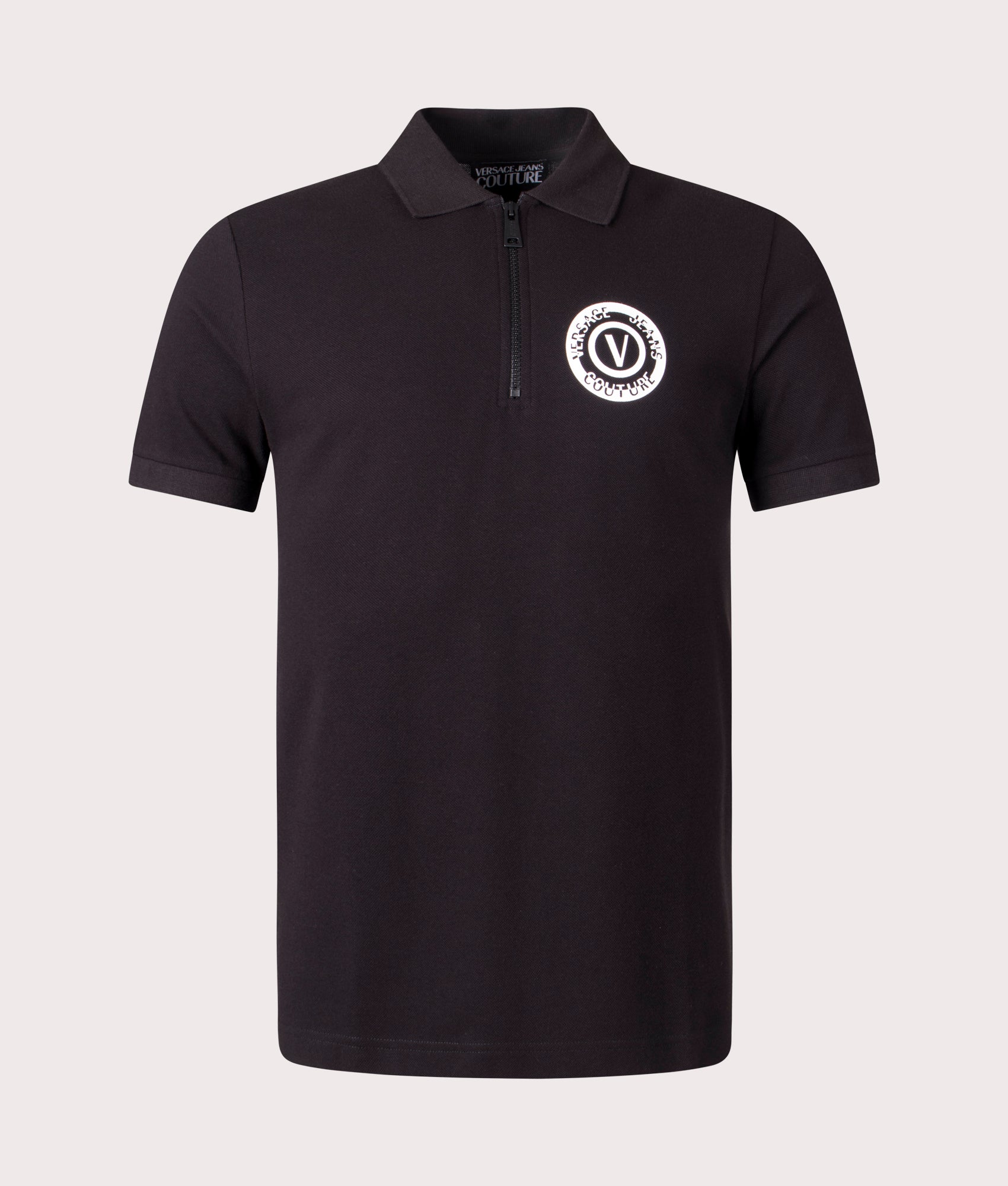 Versace Jeans Couture Mens V Emblem Seasonal Polo Shirt - Colour: 899 Black - Size: Large