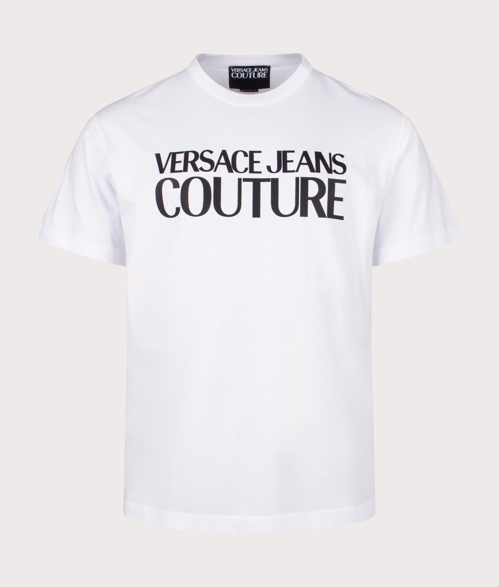 Versace Jeans Couture Mens Rubberised Logo Color Print T-Shirt - Colour: 003 White - Size: Medium