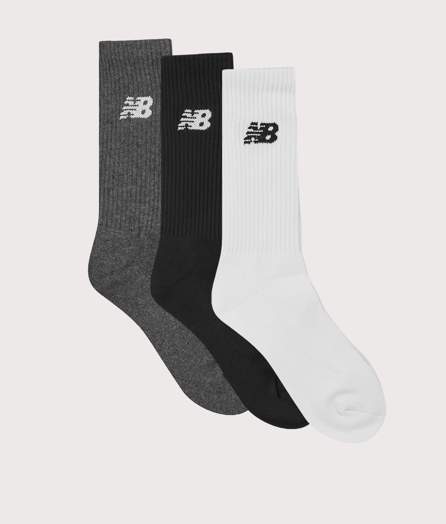 New Balance Mens NB Everyday 3 Pack Crew Socks - Colour: WM White Multi - Size: Large