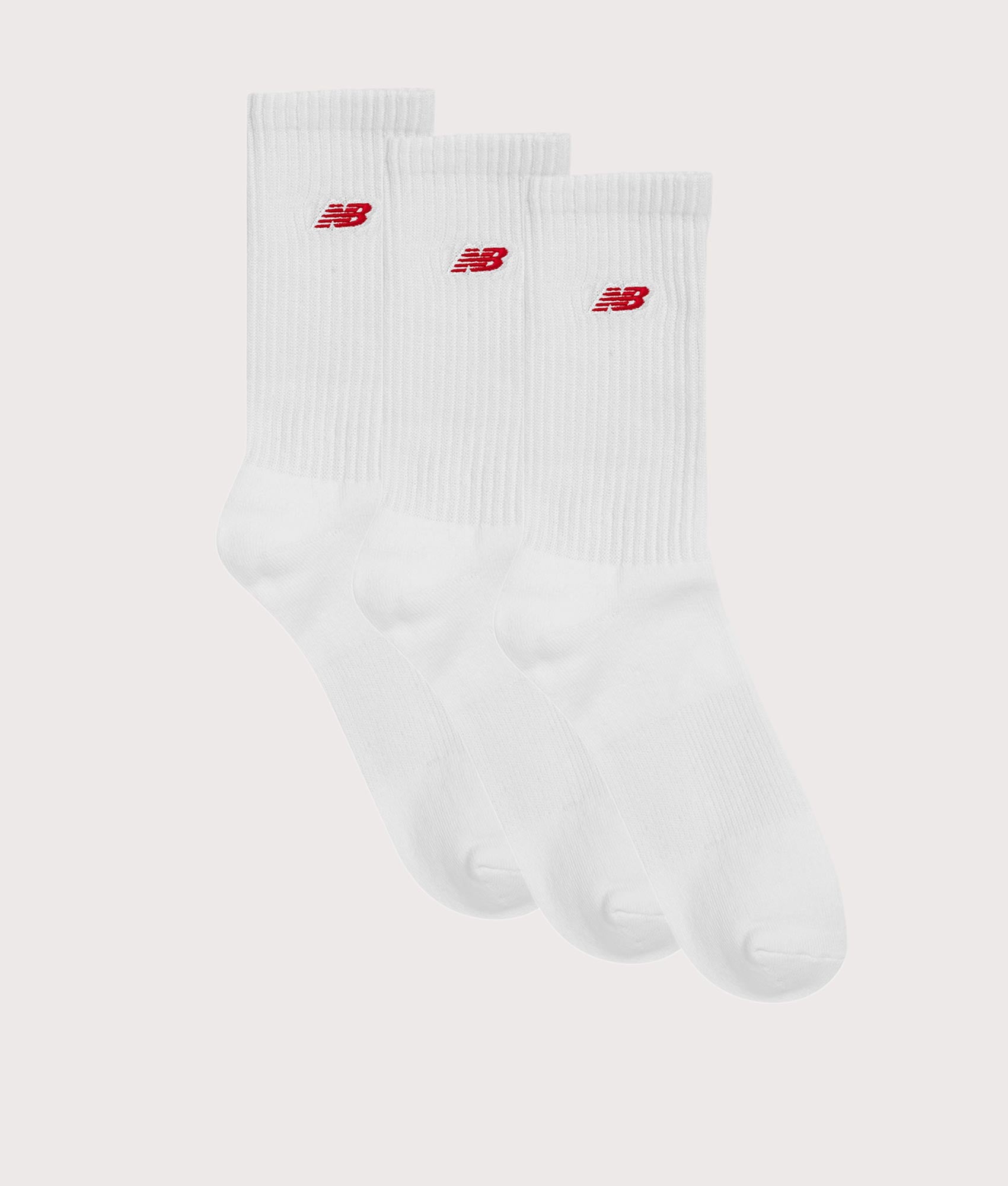 New Balance Mens NB Patch Logo 3 Pack Crew Socks - Colour: WT NB White - Size: Large