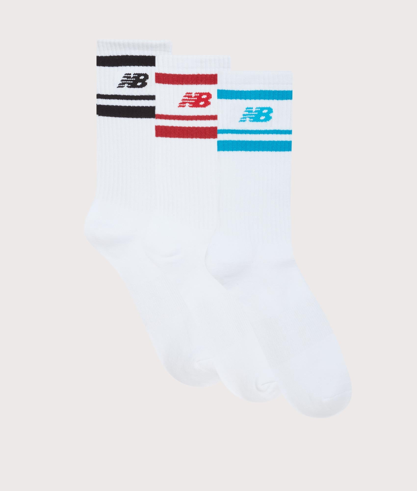 New Balance Mens NB In-Stripe Logo Crew Socks - Colour: WT NB White - Size: Large