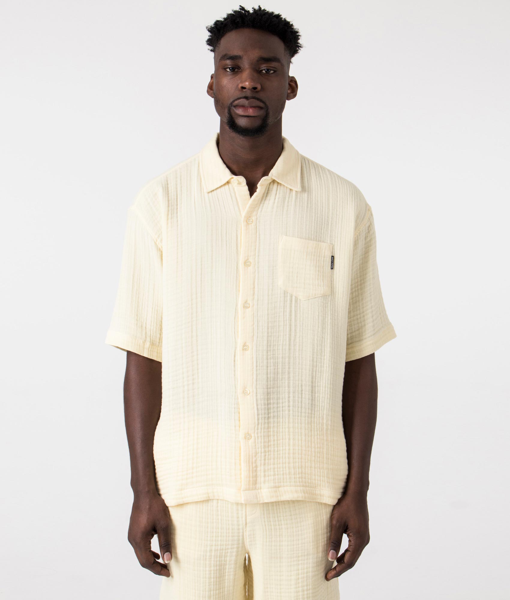 Daily Paper Mens Enzi Seersucker Short Sleeve Shirt - Colour: Icing Yellow - Size: Large