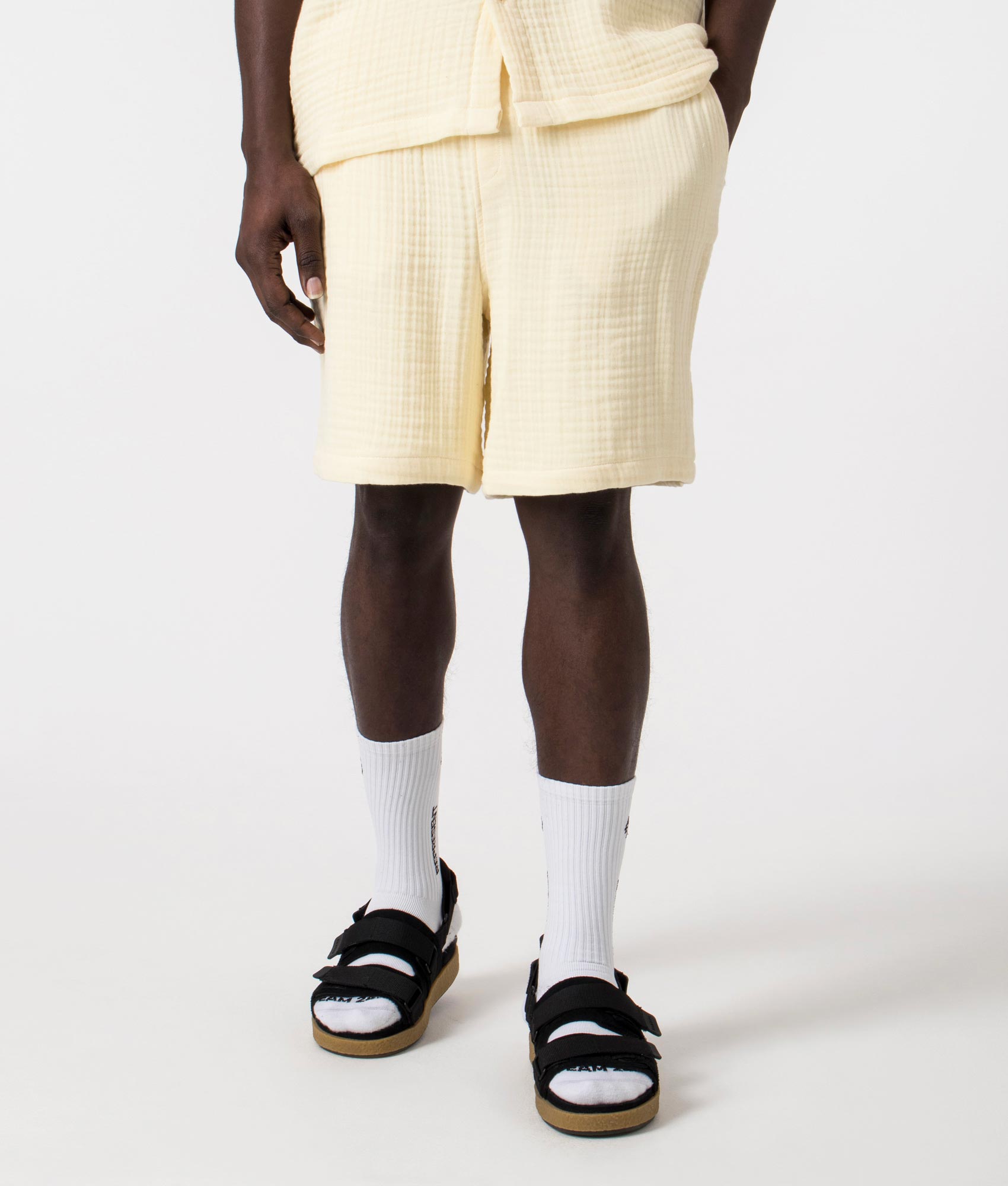 Daily Paper Mens Enzi Seersucker Shorts - Colour: Icing Yellow - Size: Large