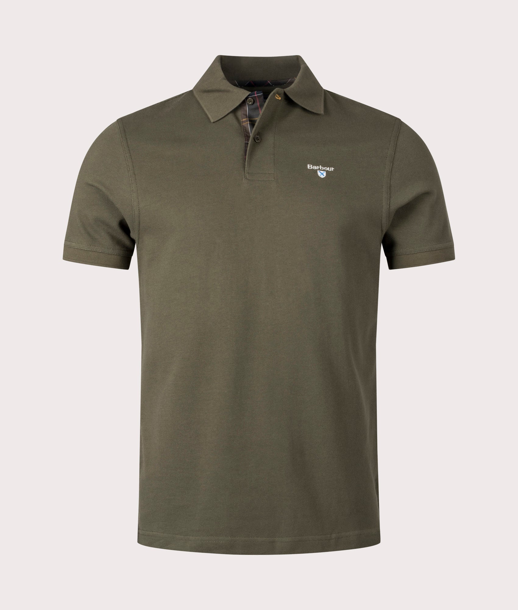 Barbour Lifestyle Mens Tartan Pique Polo Shirt - Colour: OL51 Dark Olive/Classic - Size: Large