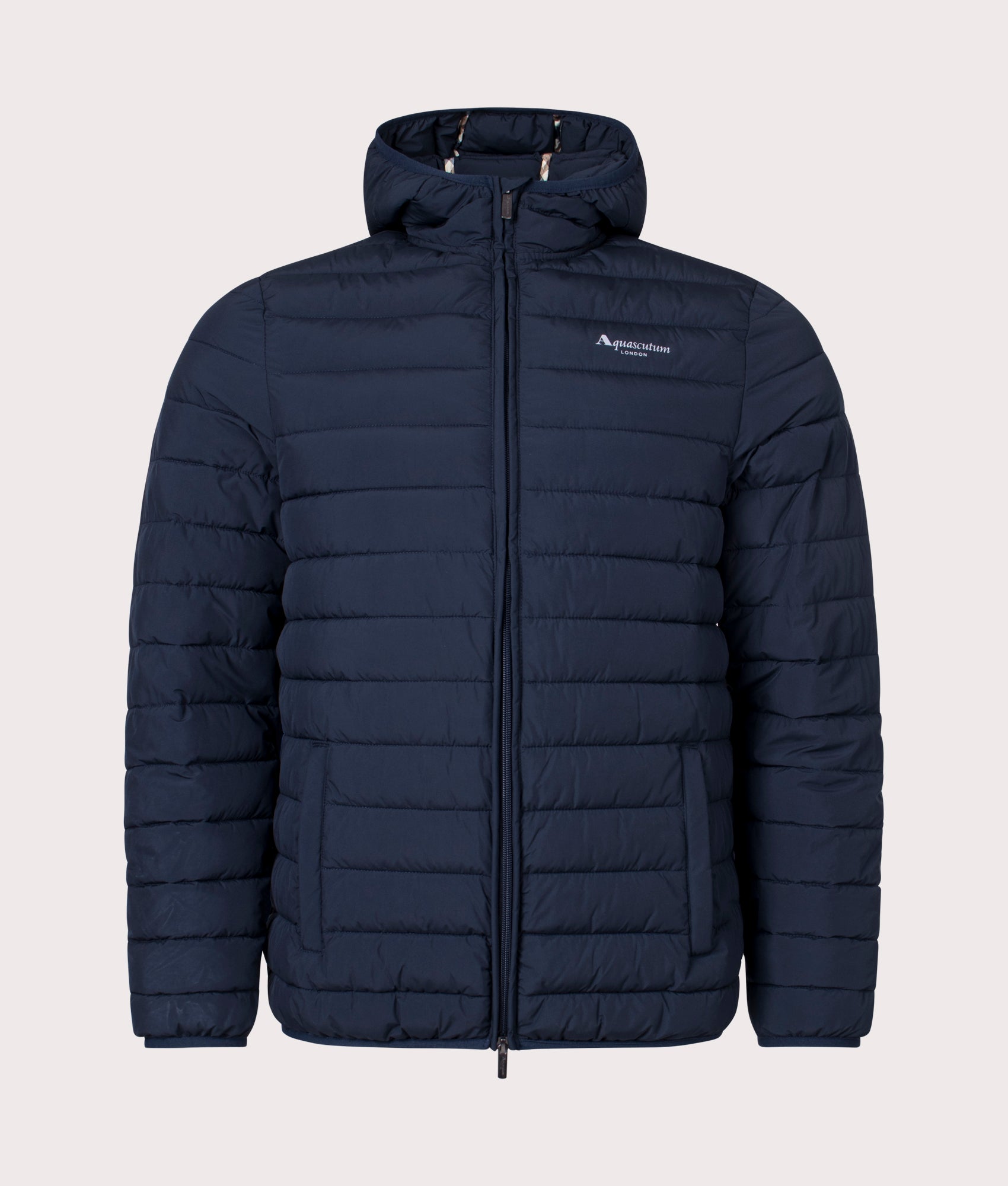 Aquascutum Mens Active100Gr Hooded Jacket - Colour: 11 Navy - Size: Medium