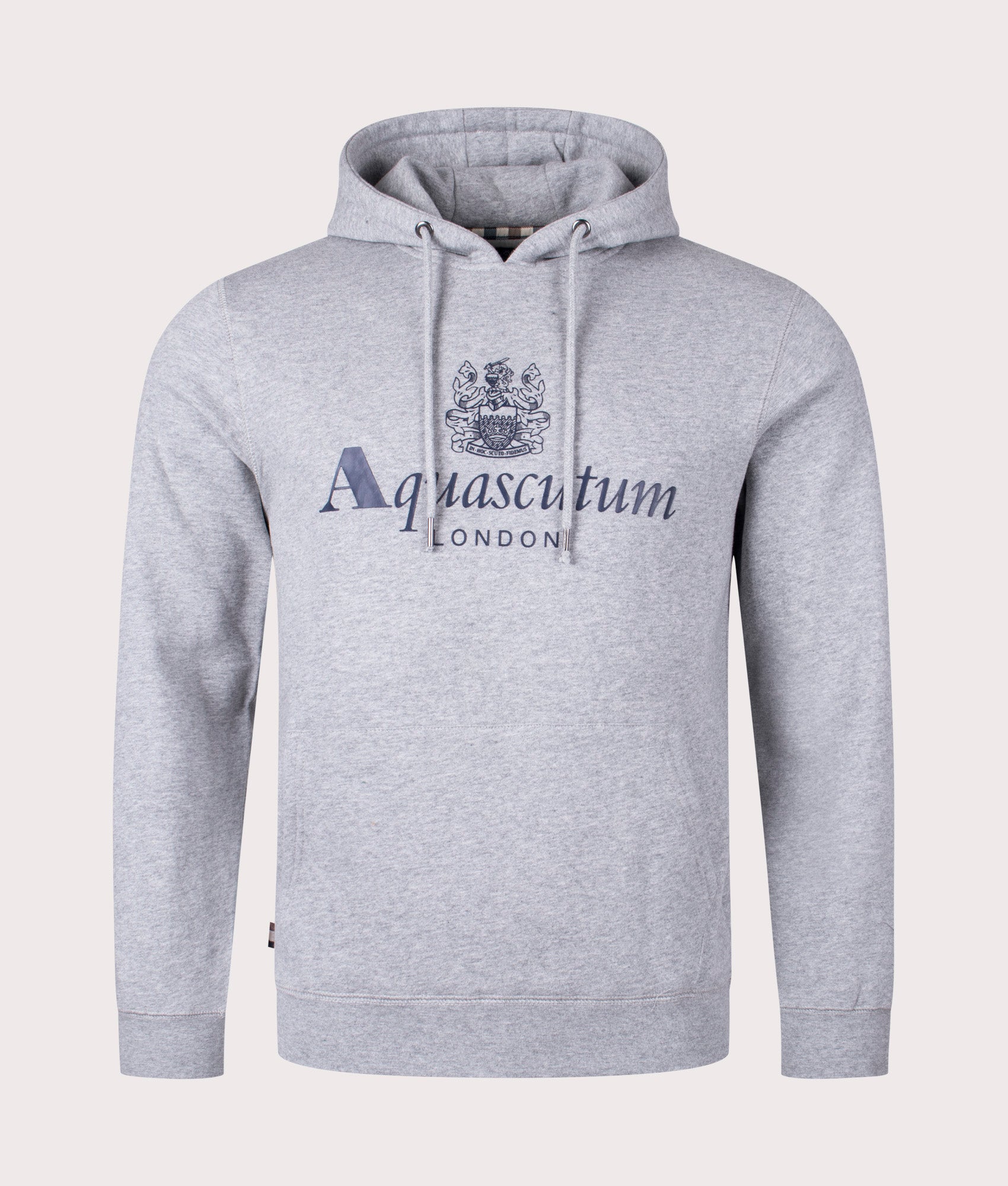 Aquascutum Mens Active Big Logo Hoodie - Colour: 5 Light Melange Grey - Size: Large