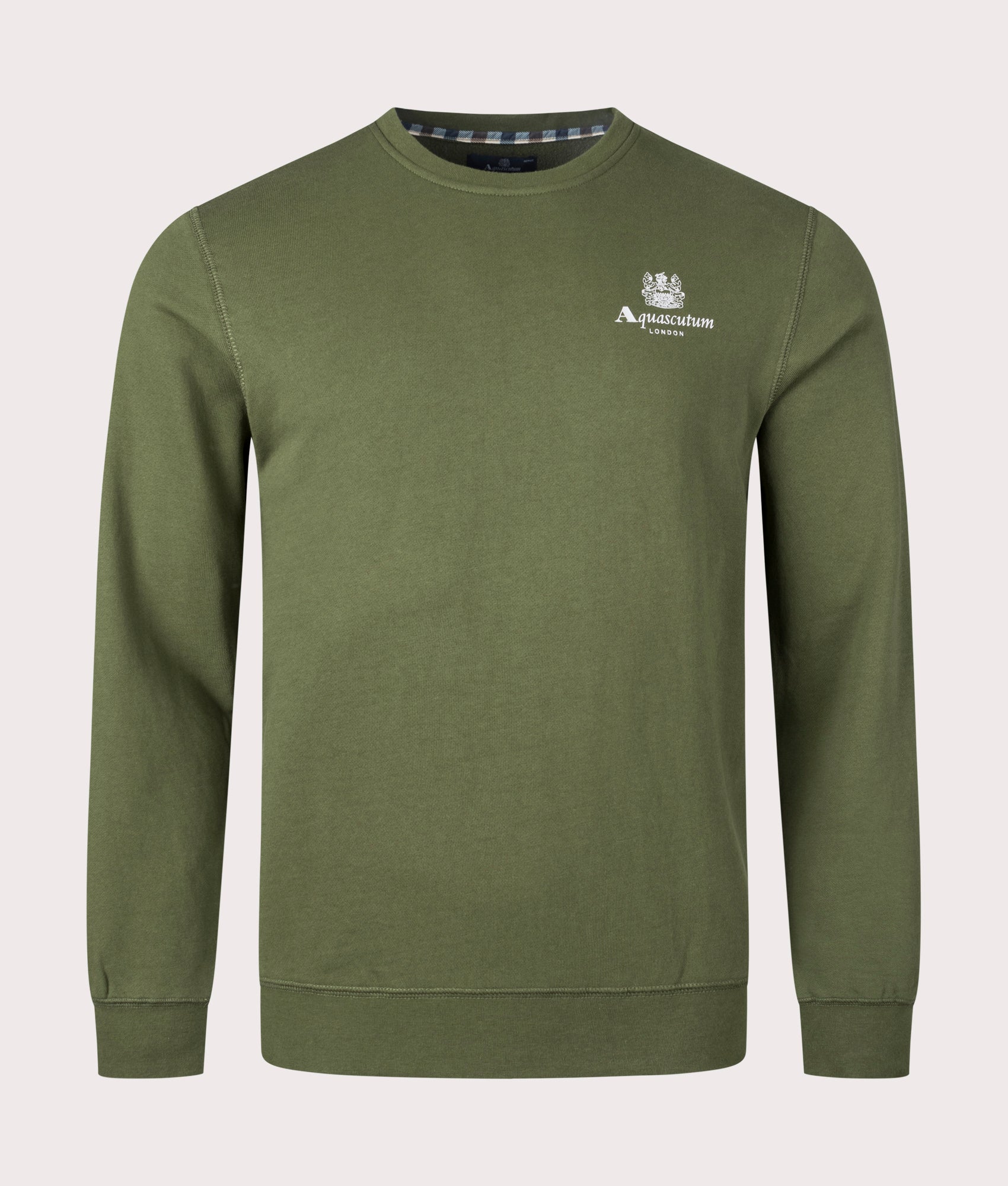 Aquascutum Mens Active Small Logo Crew Neck Sweatshirt - Colour: 6 Army Green - Size: XL