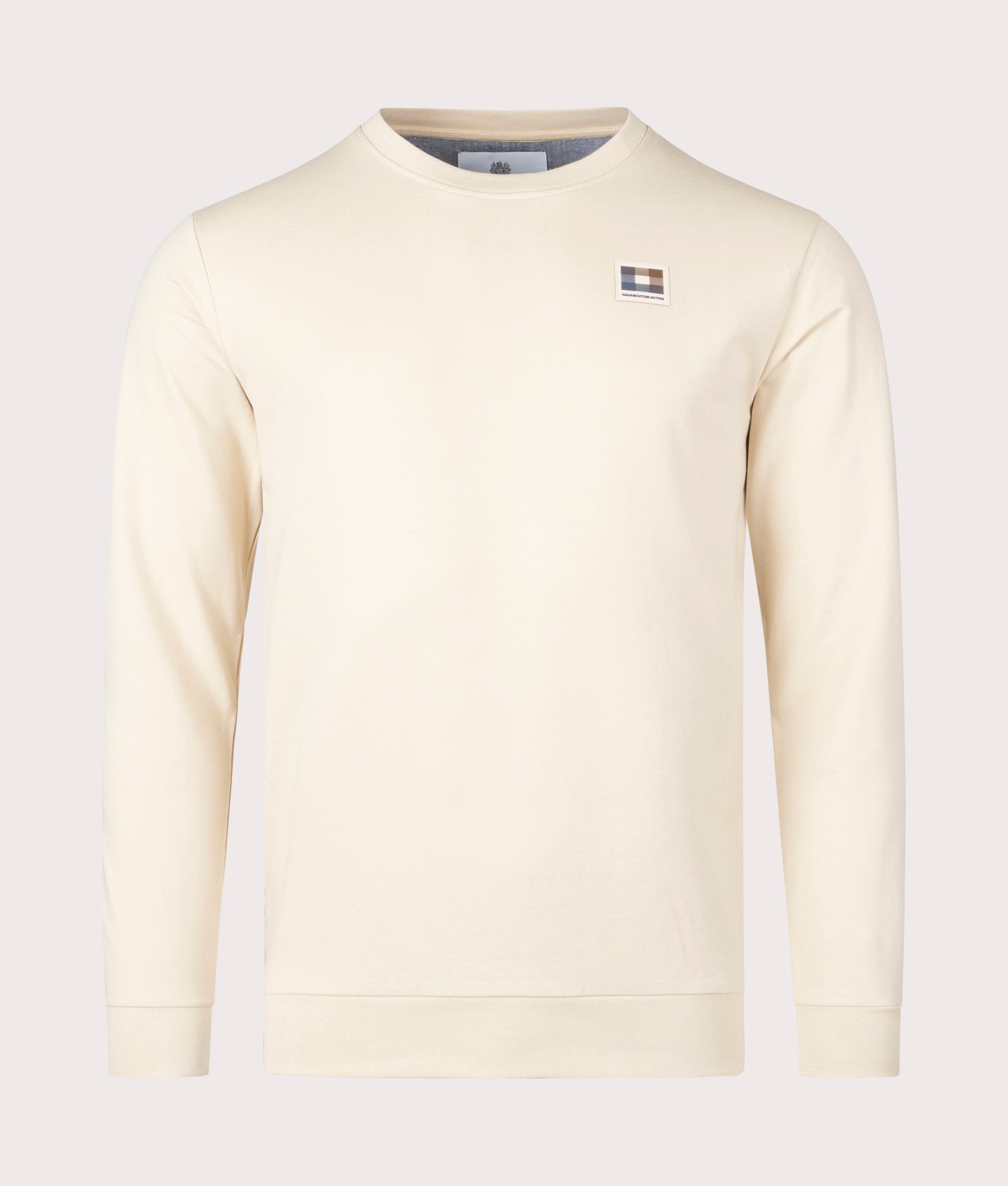 Aquascutum Mens Active Club Check Patch Sweatshirt - Colour: 03 Beige - Size: Medium