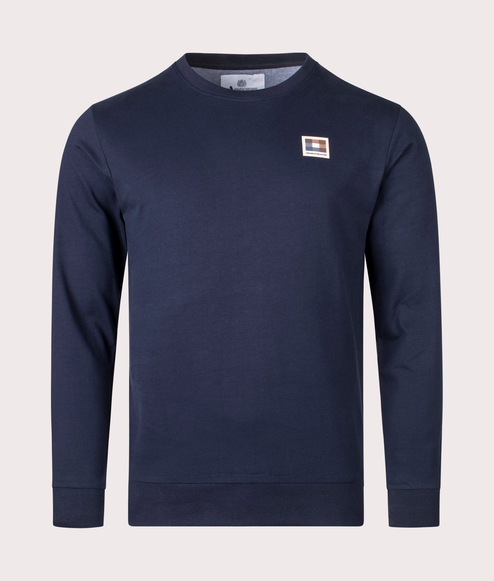 Aquascutum Mens Active Club Check Patch Sweatshirt - Colour: 11 Navy - Size: Large