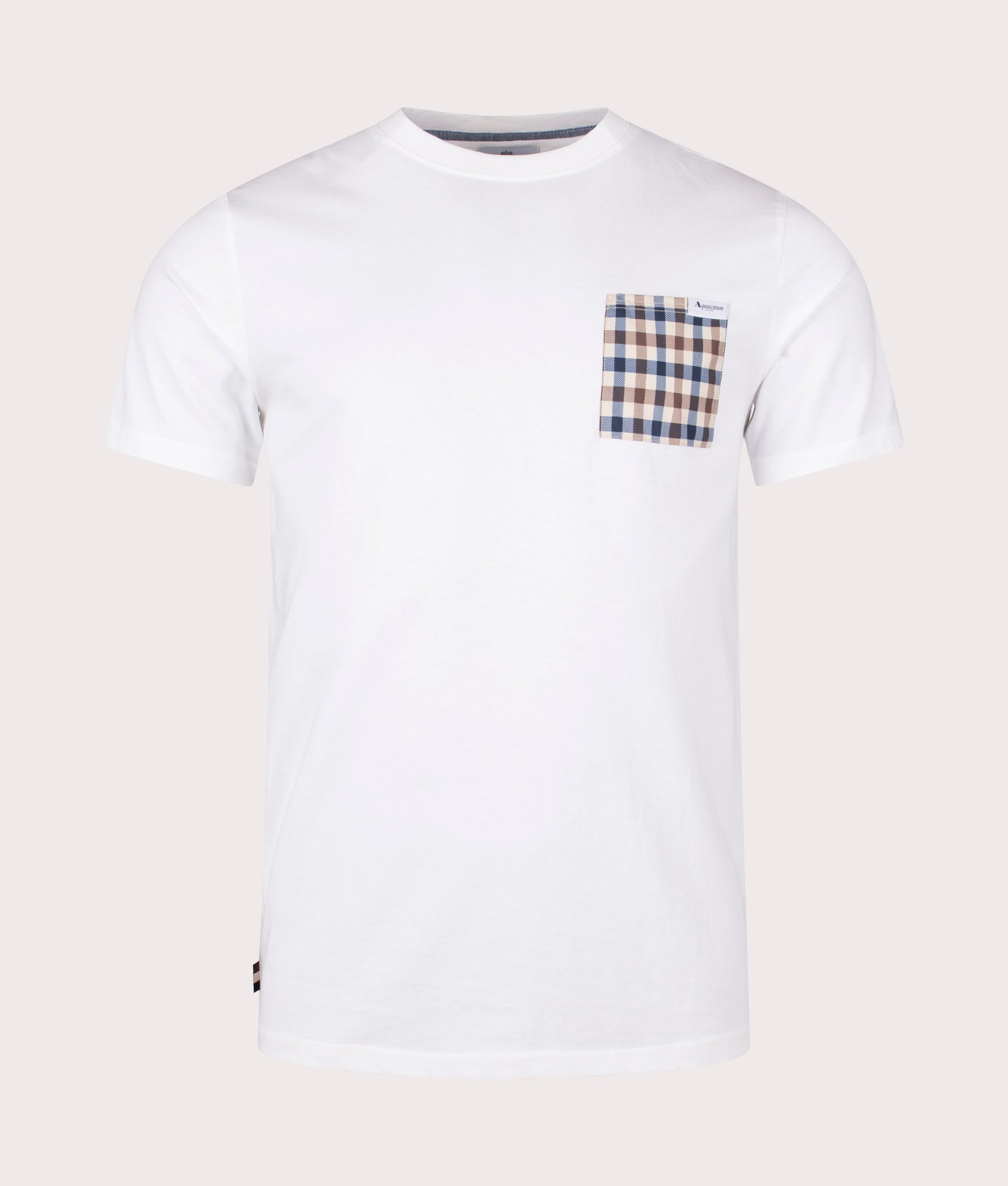 Aquascutum Mens Active Club Check Pocket T-Shirt - Colour: 01 Optical White - Size: Large