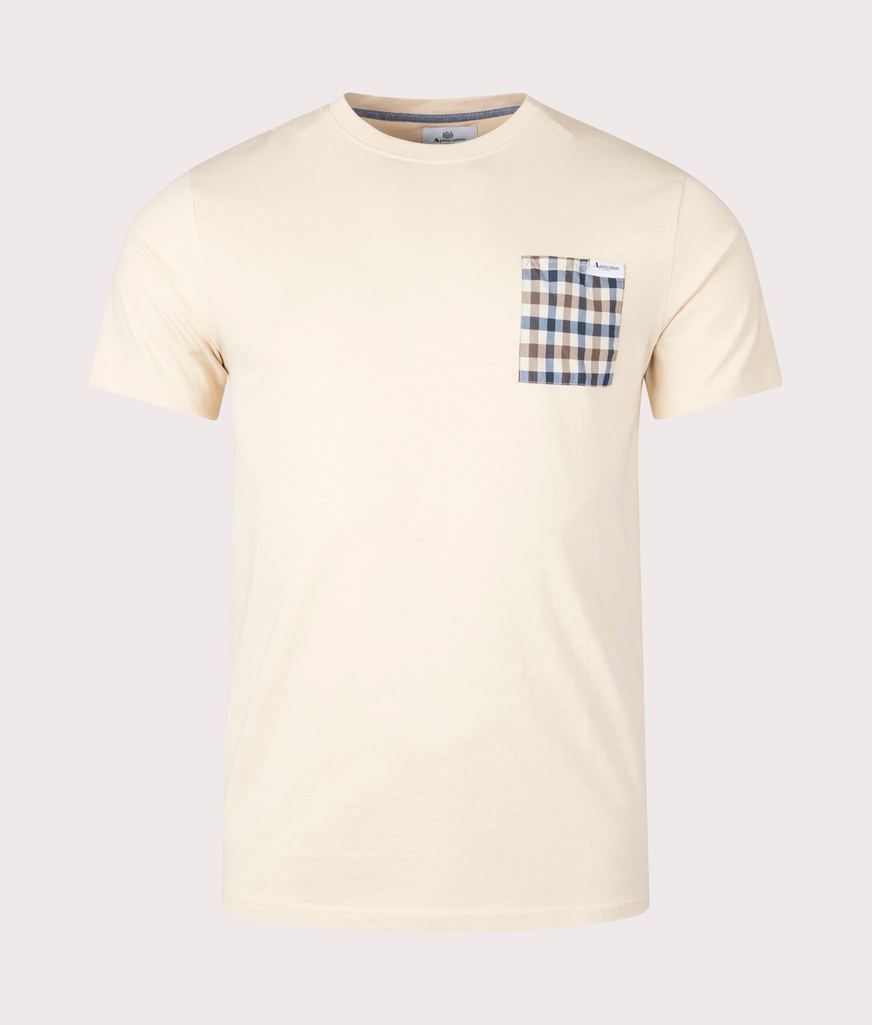 Aquascutum Mens Active Club Check Pocket T-Shirt - Colour: 03 Beige - Size: Medium