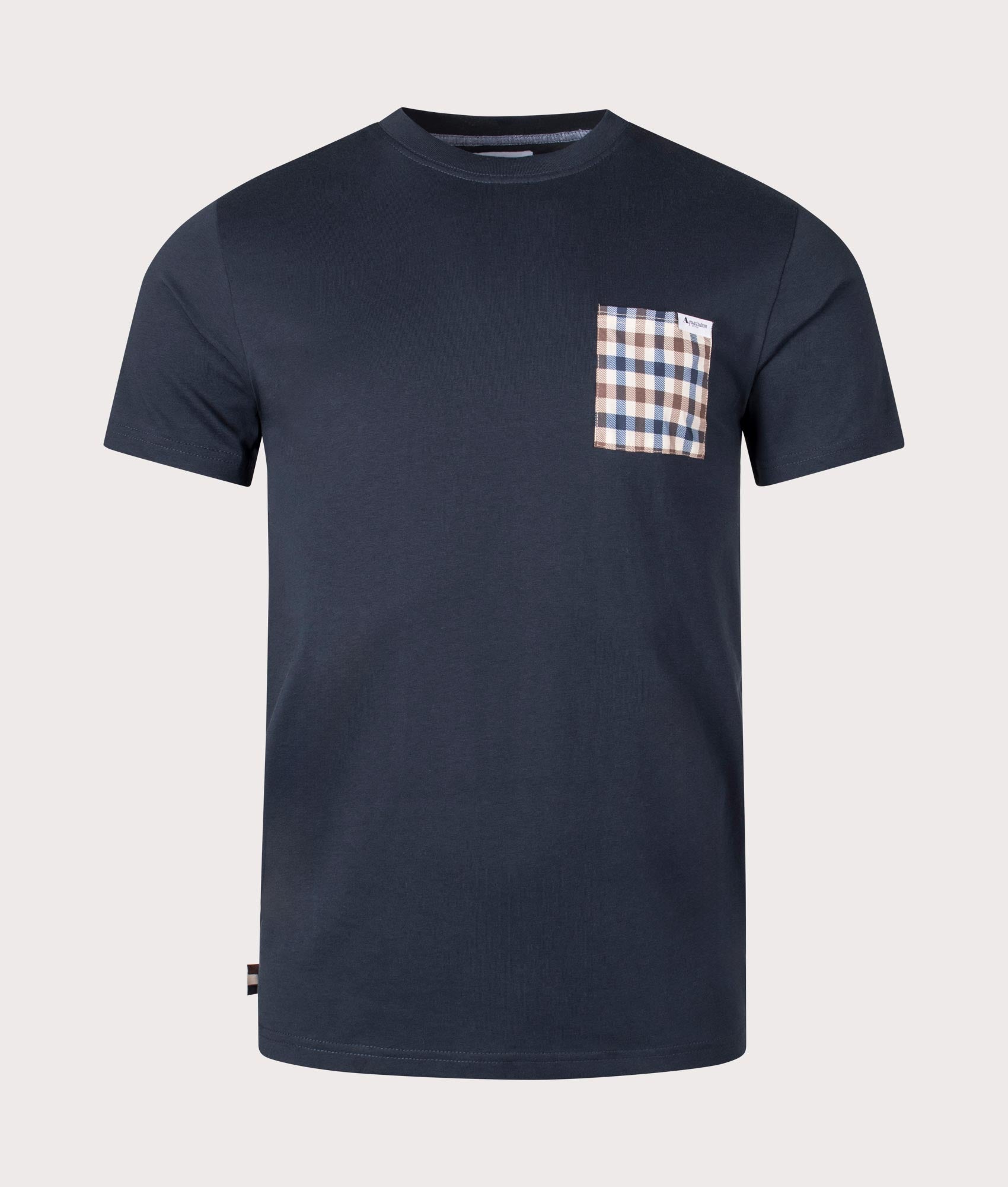 Aquascutum Mens Active Club Check Pocket T-Shirt - Colour: 11 Navy - Size: Large