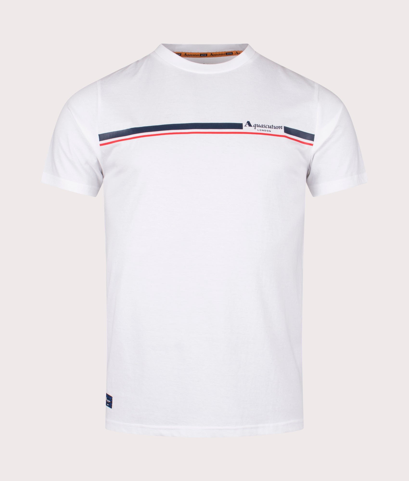 Aquascutum Mens Active Cotton Stripes T-Shirt - Colour: 01 Optical White - Size: Large