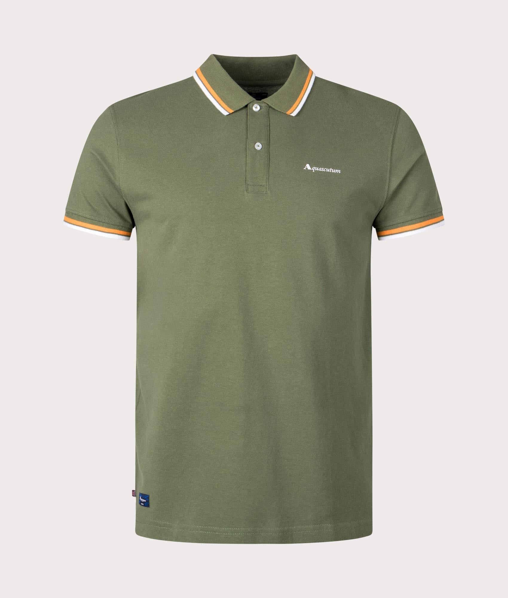 Aquascutum Mens Active Cotton Stripes Dry-Fit Polo Shirt - Colour: 06 Army Green - Size: XL