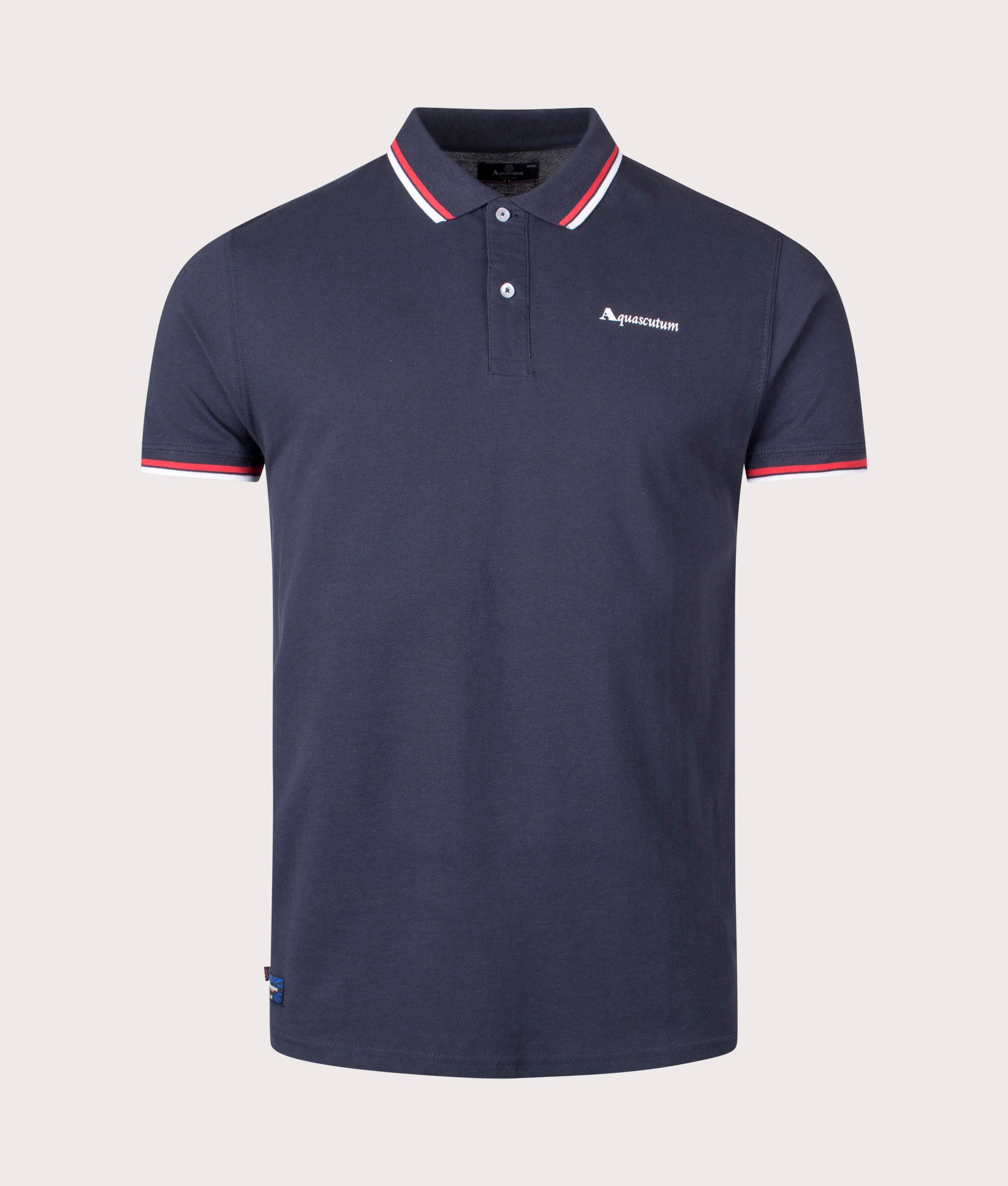 Aquascutum Mens Active Cotton Stripes Dry-Fit Polo Shirt - Colour: 11 Navy - Size: Medium