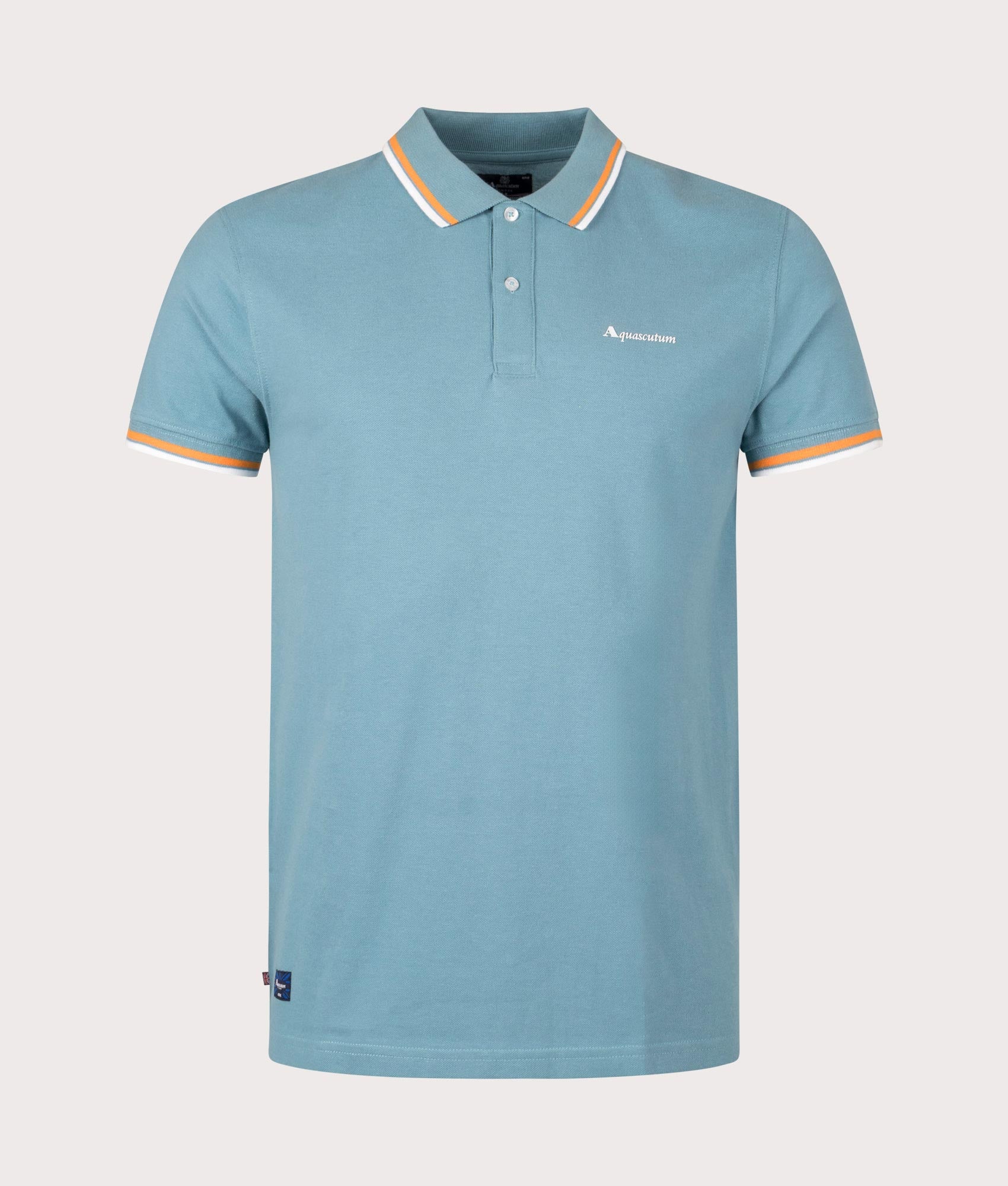 Aquascutum Mens Active Cotton Stripes Dry-Fit Polo Shirt - Colour: 18 Avio - Size: XL