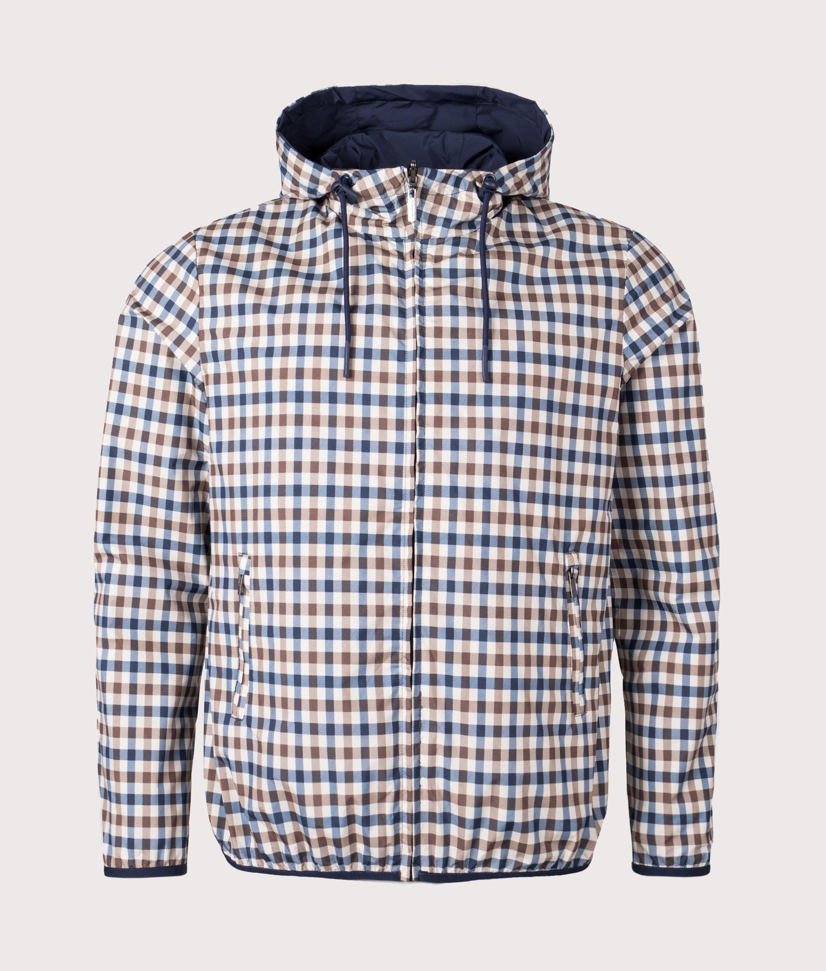 Aquascutum Mens Sailor Check Reversible Jacket - Colour: 11 Navy - Size: Medium