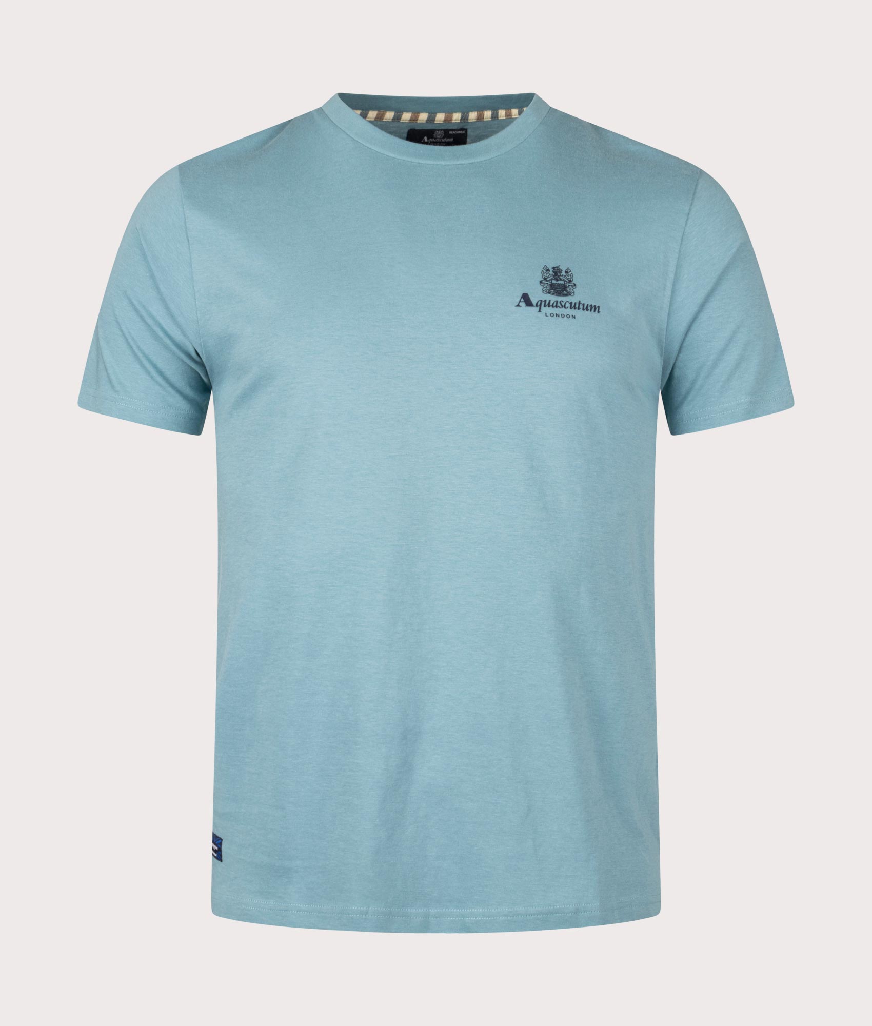 Aquascutum Mens Beach Basic Small Logo T-Shirt - Colour: 18 Avio - Size: Large