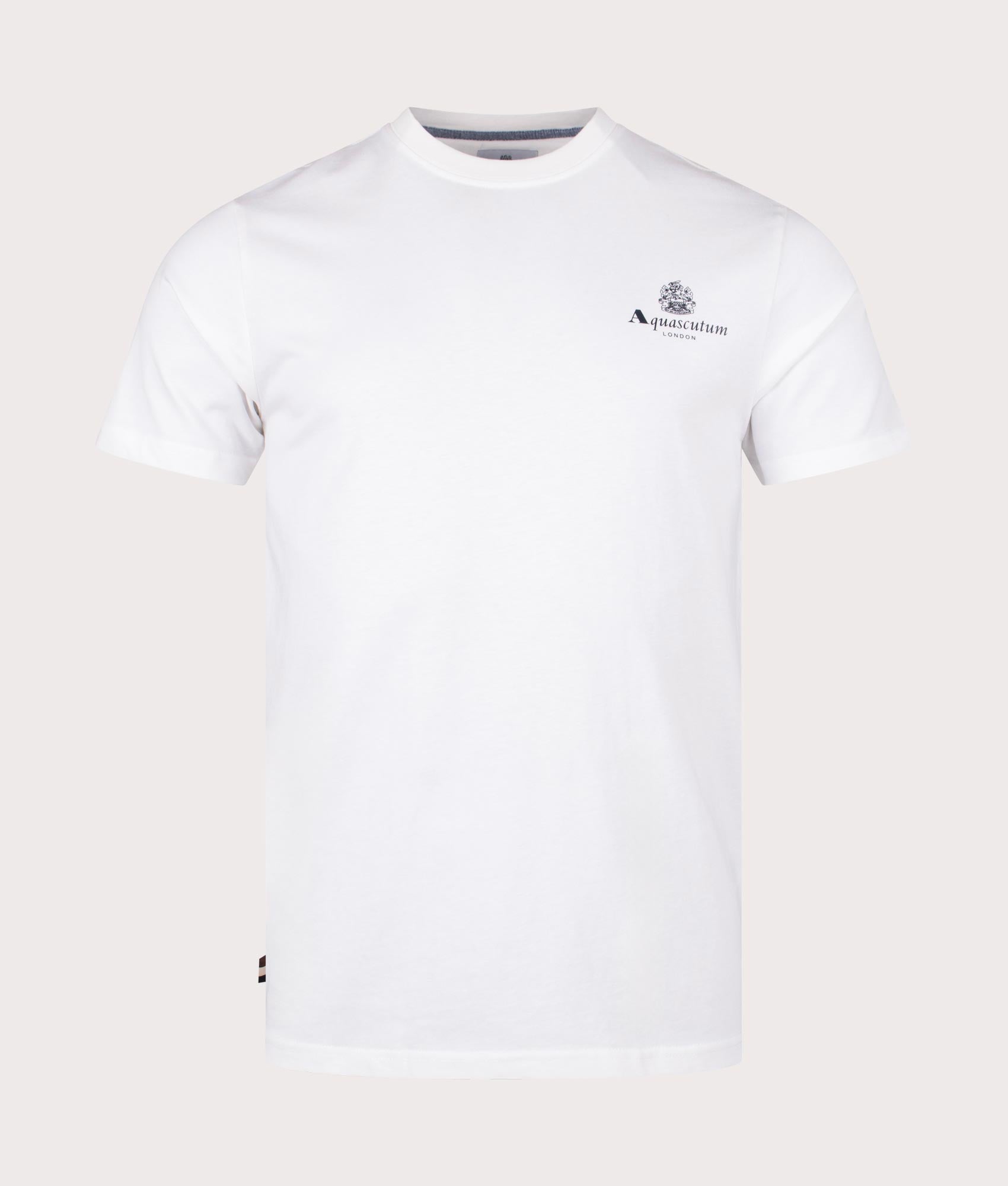 Aquascutum Mens Active Small Logo T-Shirt - Colour: 01 Optical White - Size: XL