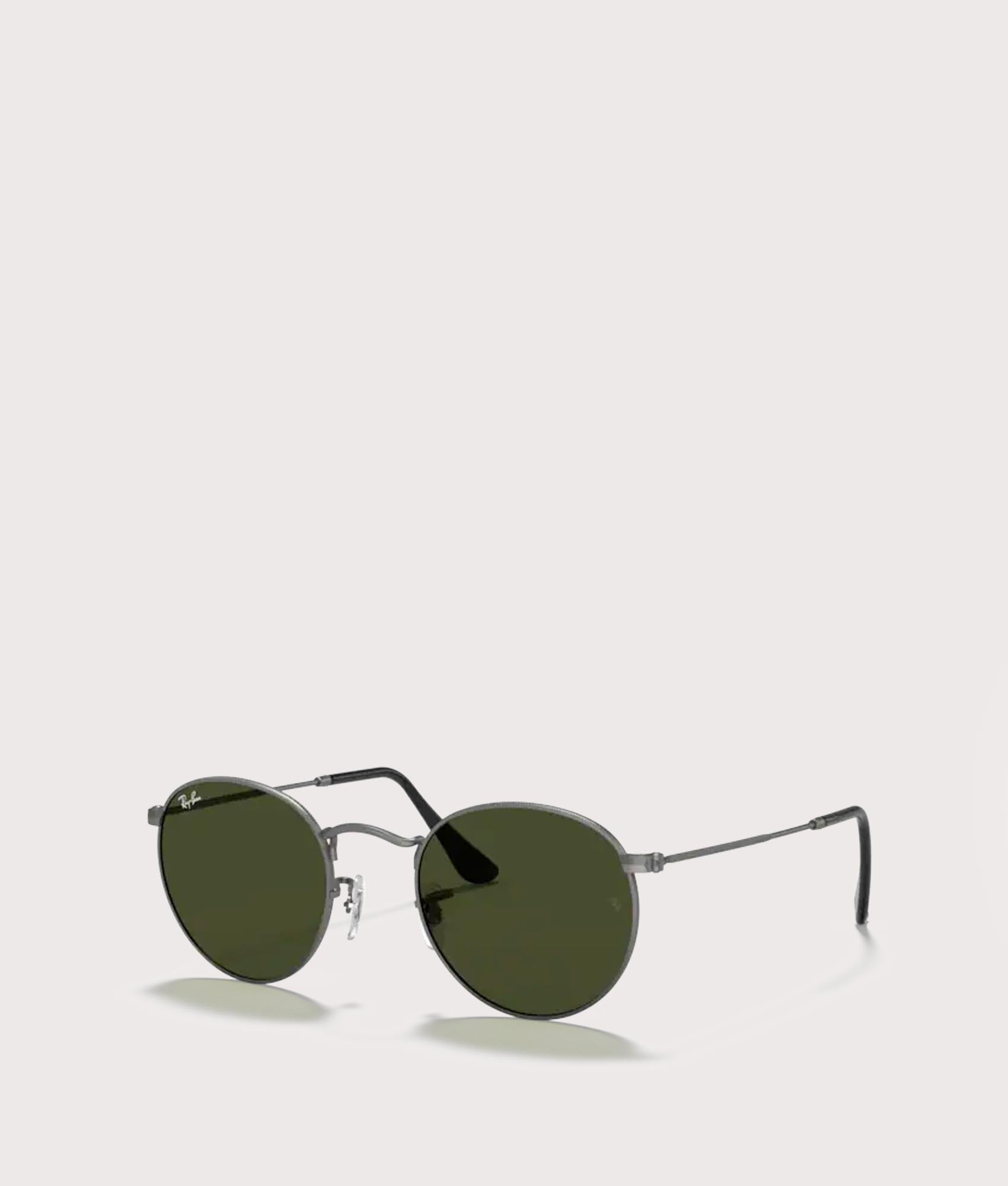 Ray-Ban Mens Round Metal Sunglasses - Colour: 029 Matte Gunmetal-Green Lens - Size: 50