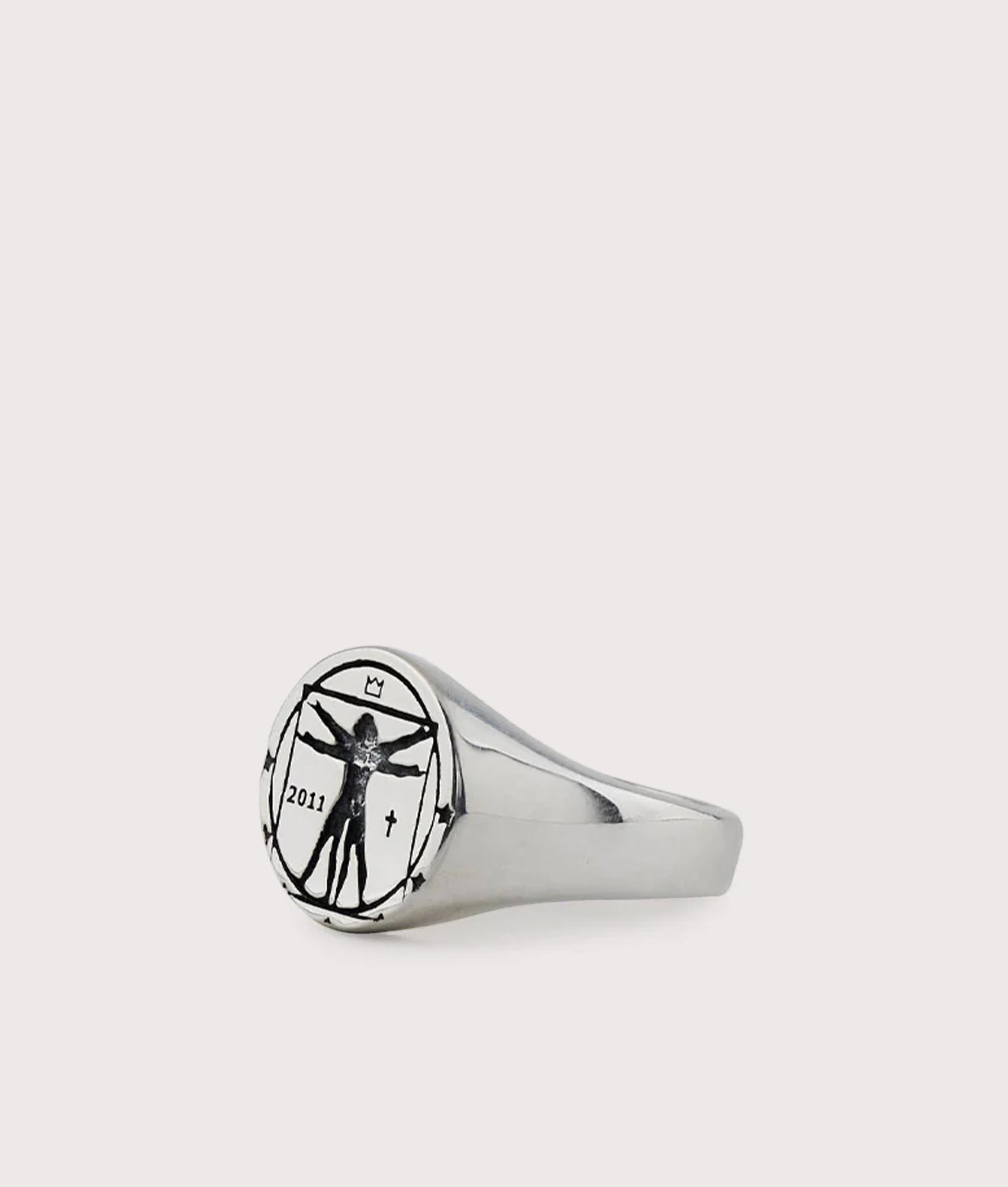 Serge DeNimes Mens Silver Vitruvian Man Ring - Colour: Silver - Size: S/9.5