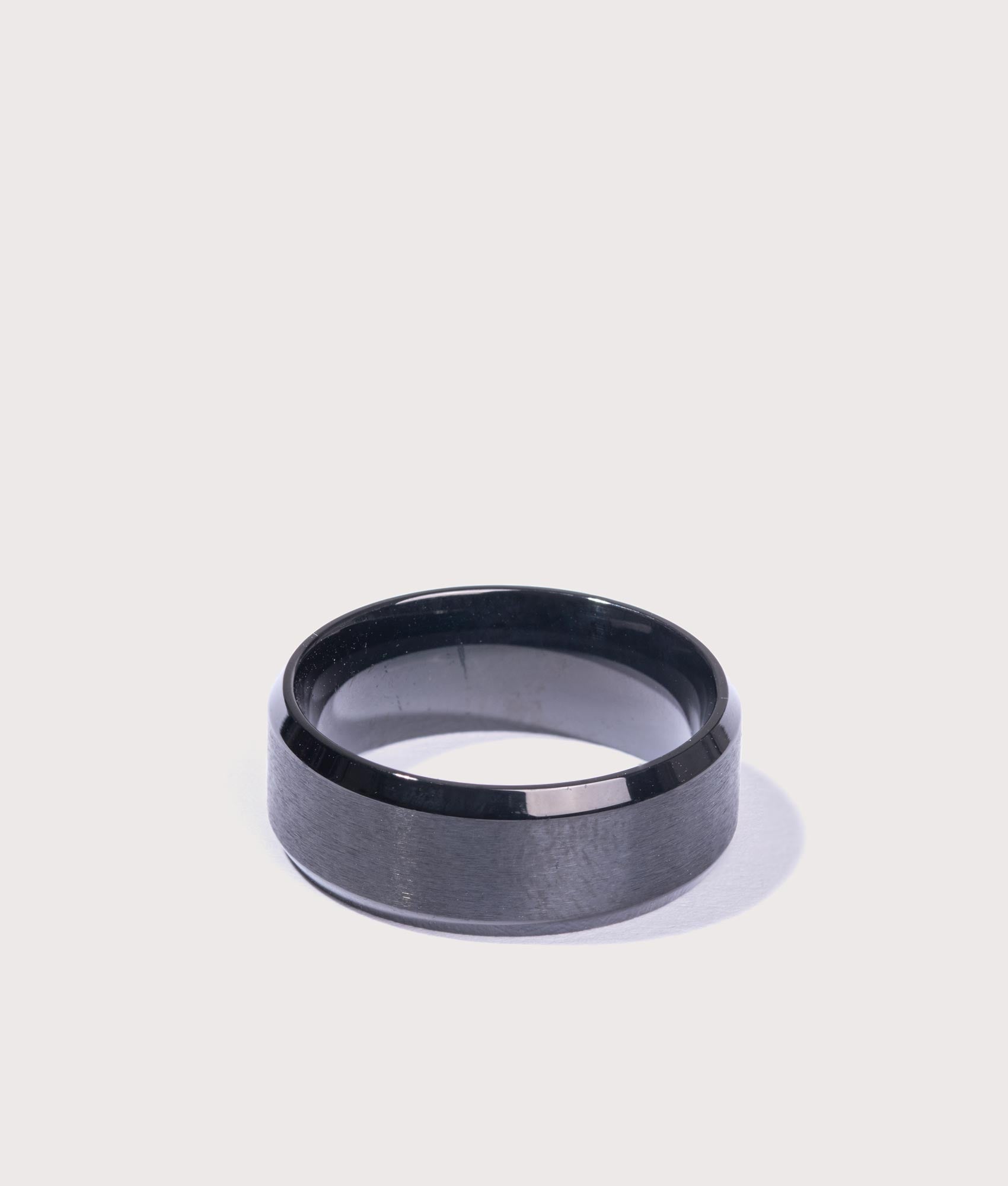 Mysterious Jeweller Mens Stainless Steel Band Ring - Colour: Black - Size: S/9