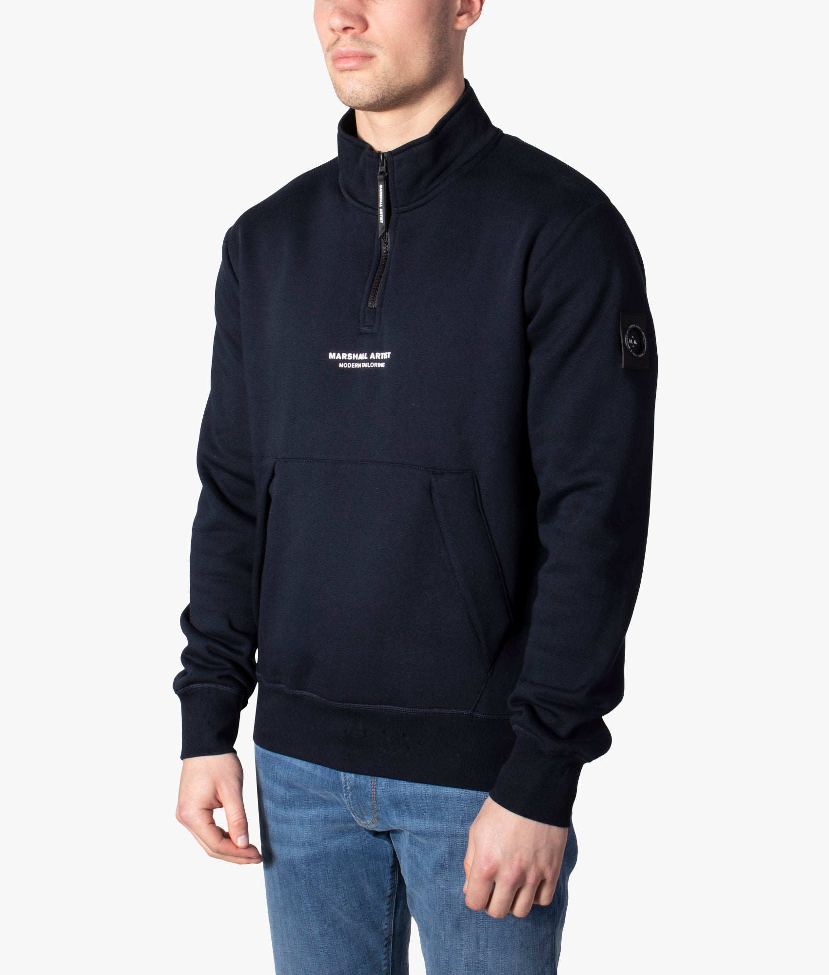 Marshall Artist Mens Quarter Zip Siren Sweatshirt - Colour: Core Navy - Size: Large