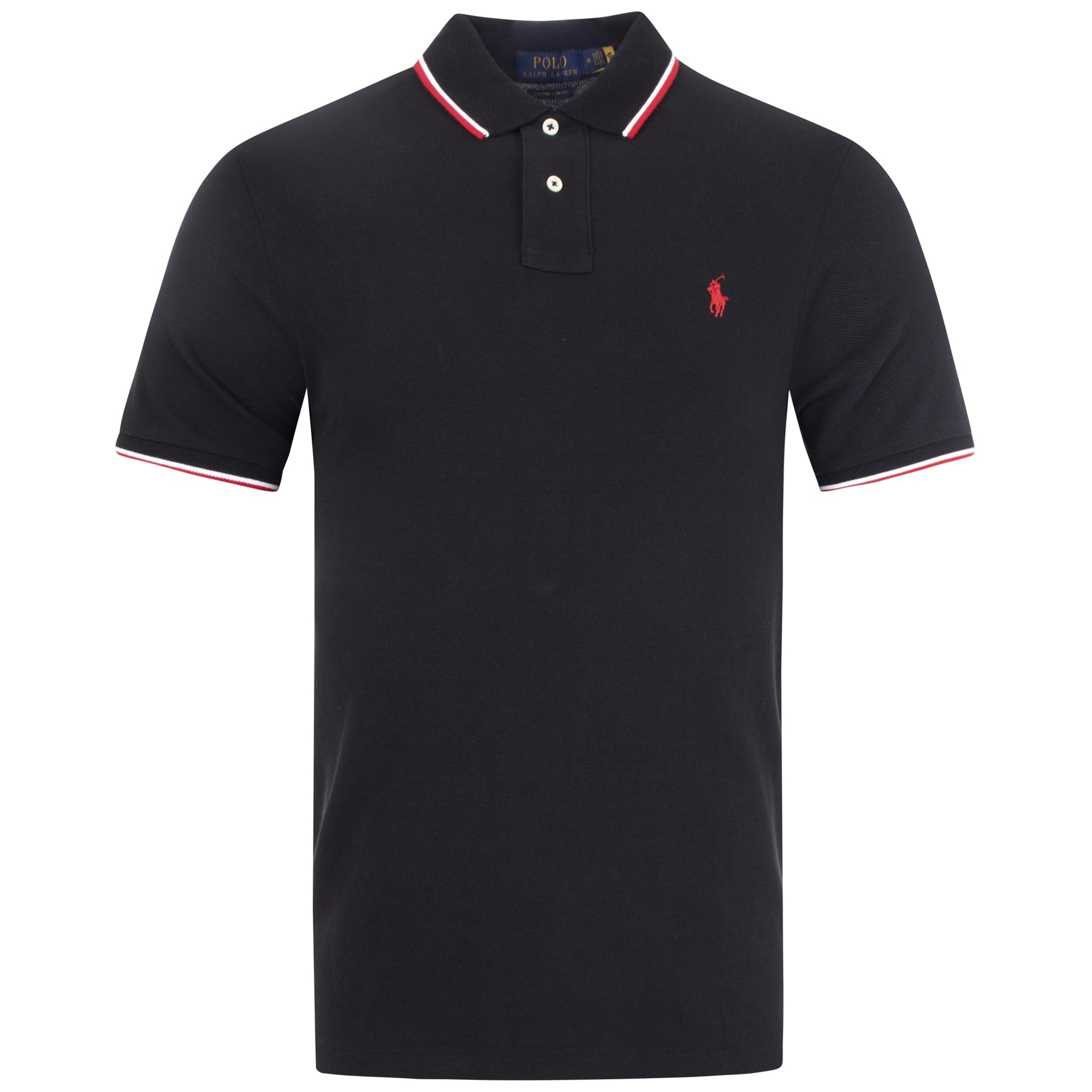 Polo Ralph Lauren Mens Custom Slim Fit Mesh Polo Shirt - Colour: 001 Polo Black - Size: XL