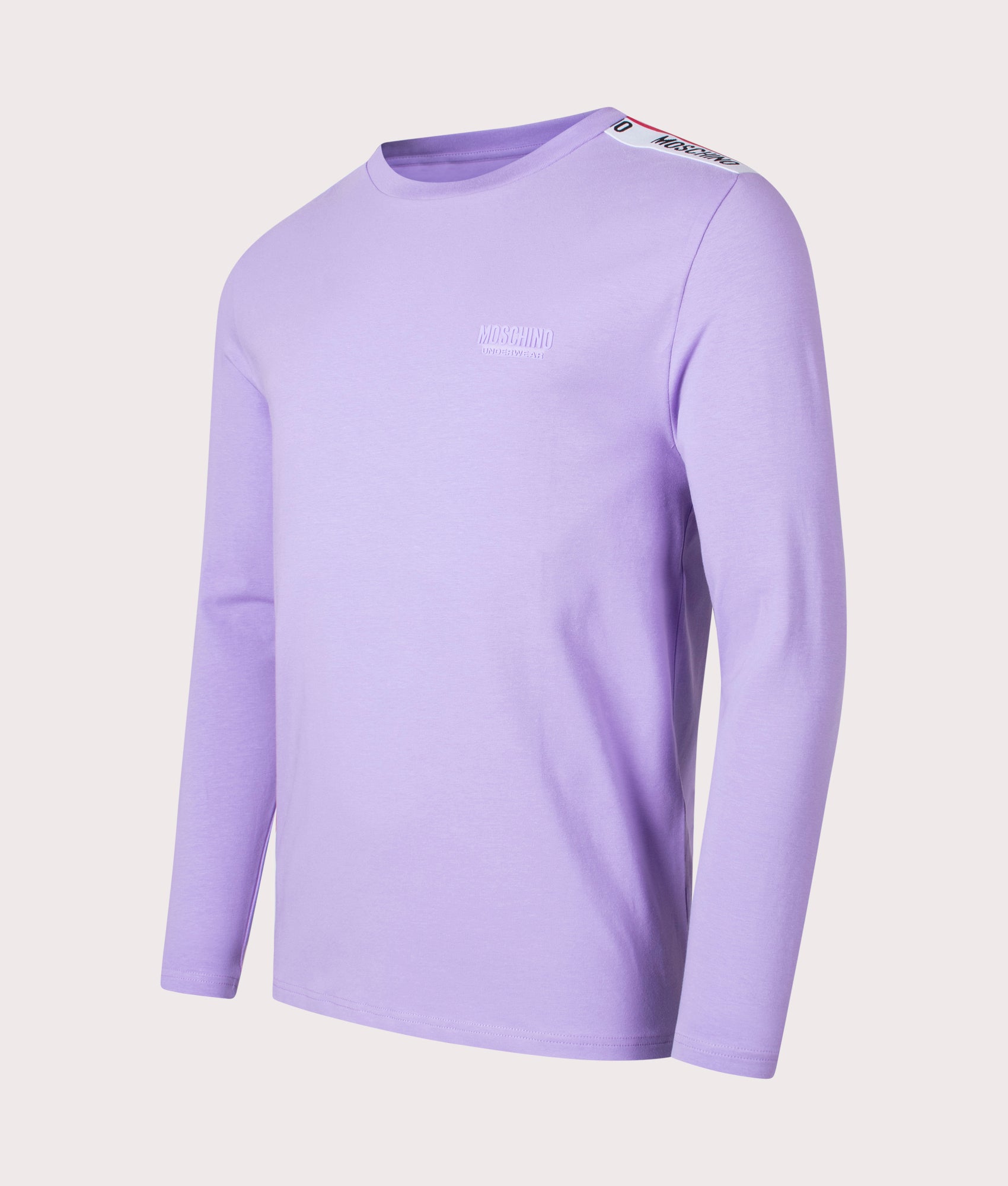 Moschino Mens Long Sleeve Shoulder Taped T-Shirt - Colour: 247 Violet - Size: Large
