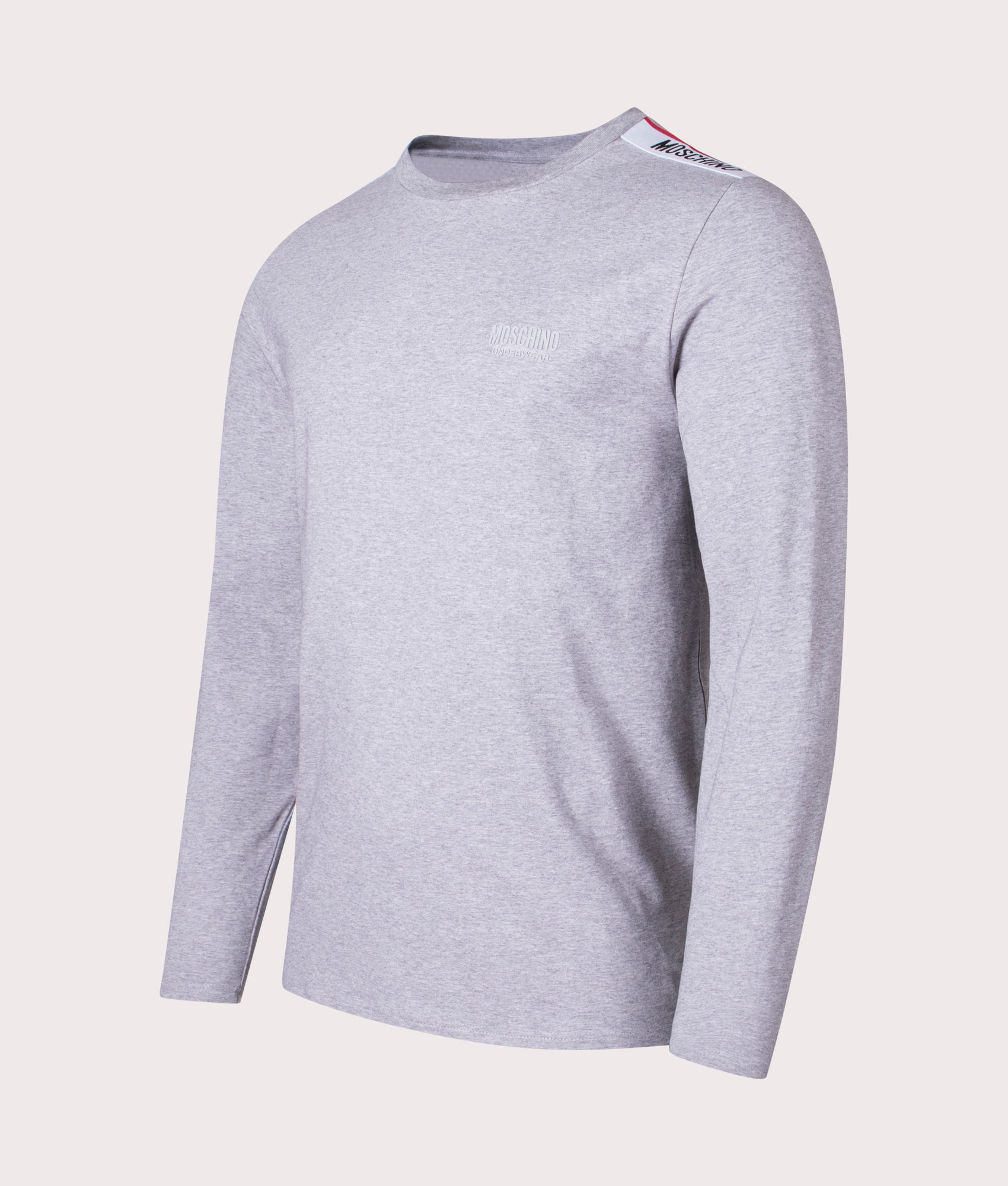 Moschino Mens Long Sleeve Shoulder Taped T-Shirt - Colour: 489 Grey - Size: XL