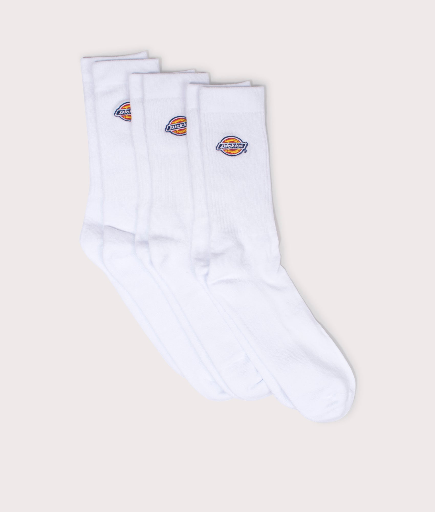 Dickies Mens Three Pack of Valley Grove Embroidered Socks - Colour: WHX White - Size: 9-12