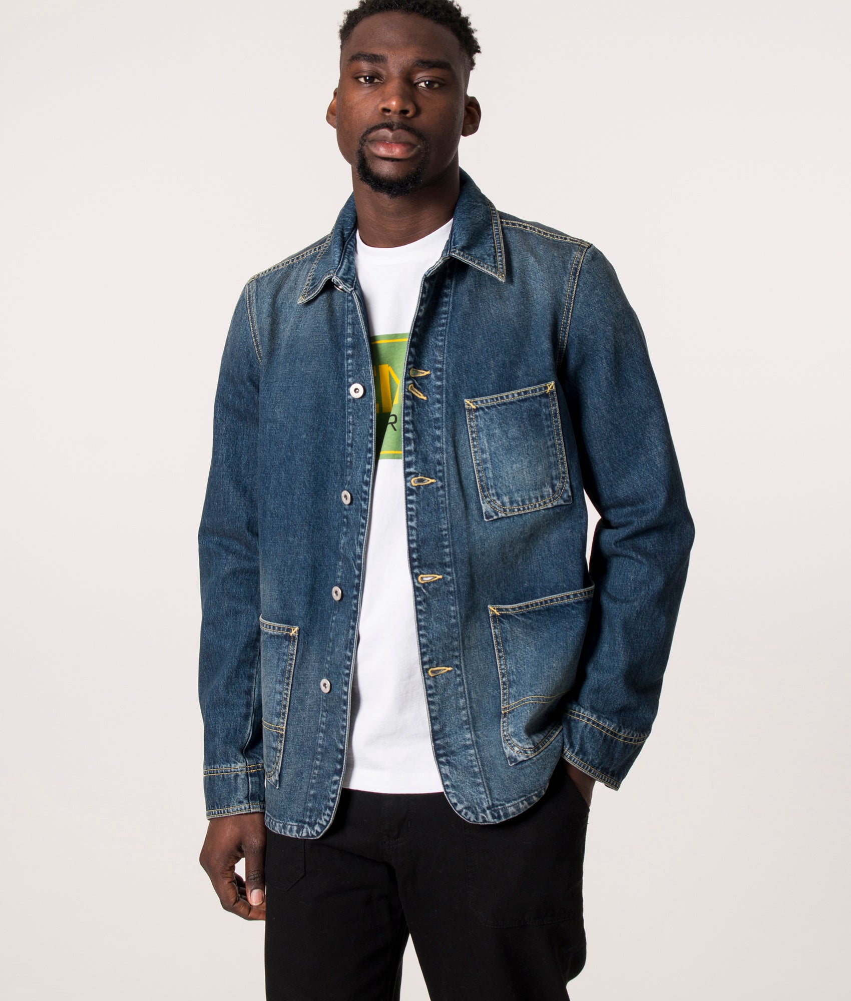 Denim Workwear Jacket Dark Stone/Blue Denim | KENZO | EQVVS