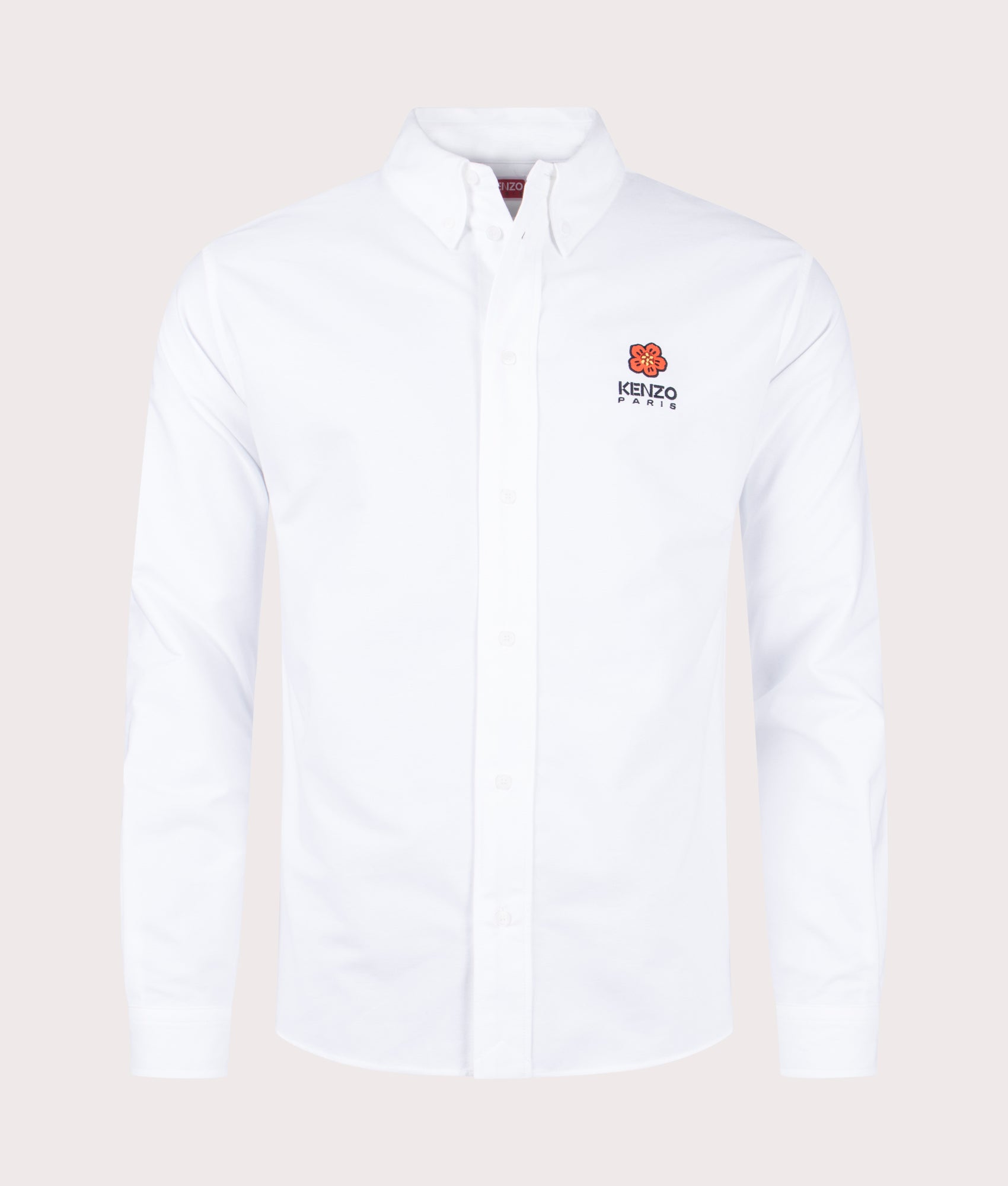 KENZO Mens Boke Flower Crest Casual Shirt - Colour: 01 White - Size: XXL/44