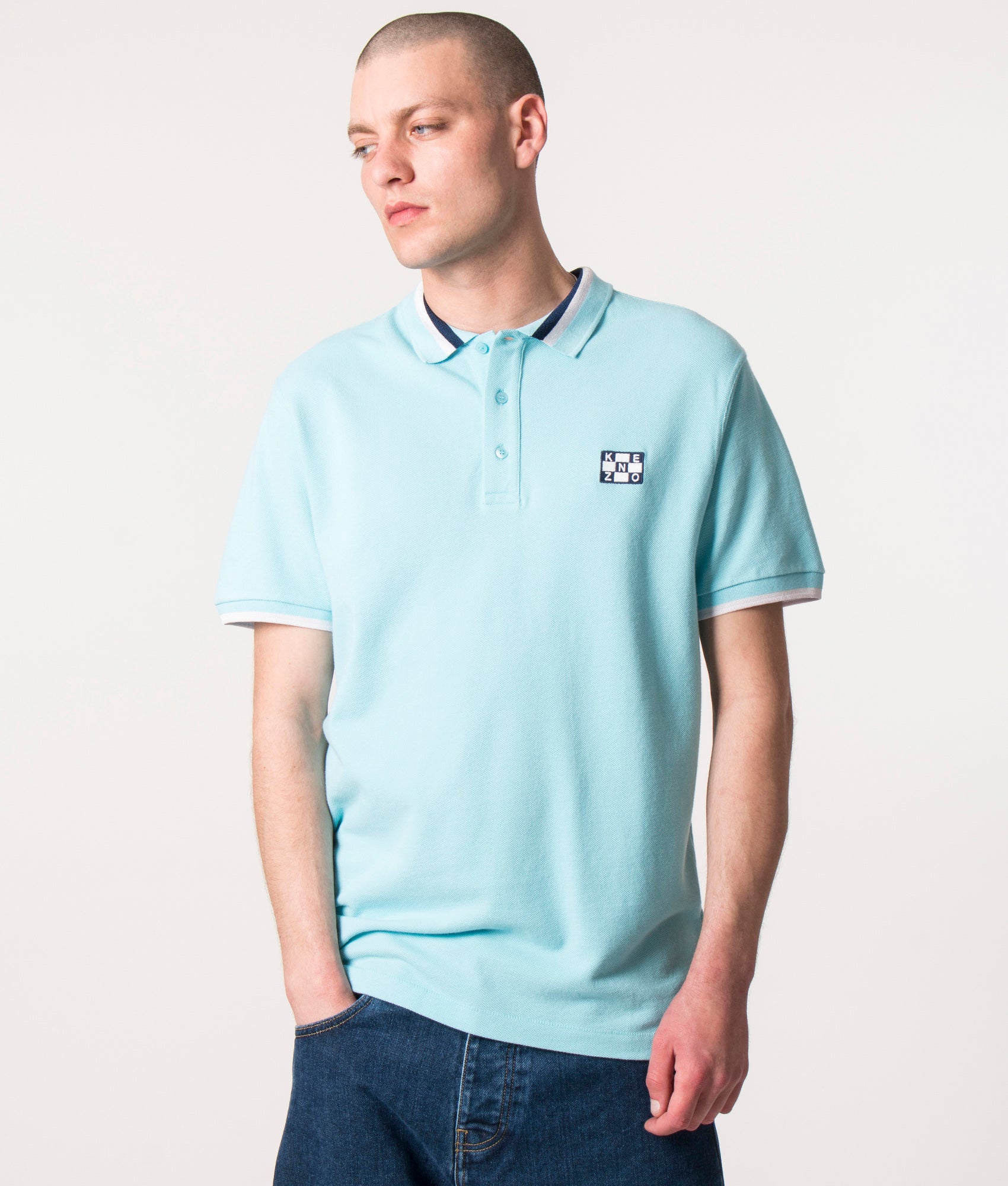 KENZO Mens Slim Fit Nautical Polo Shirt - Colour: 68 Turquoise - Size: Large