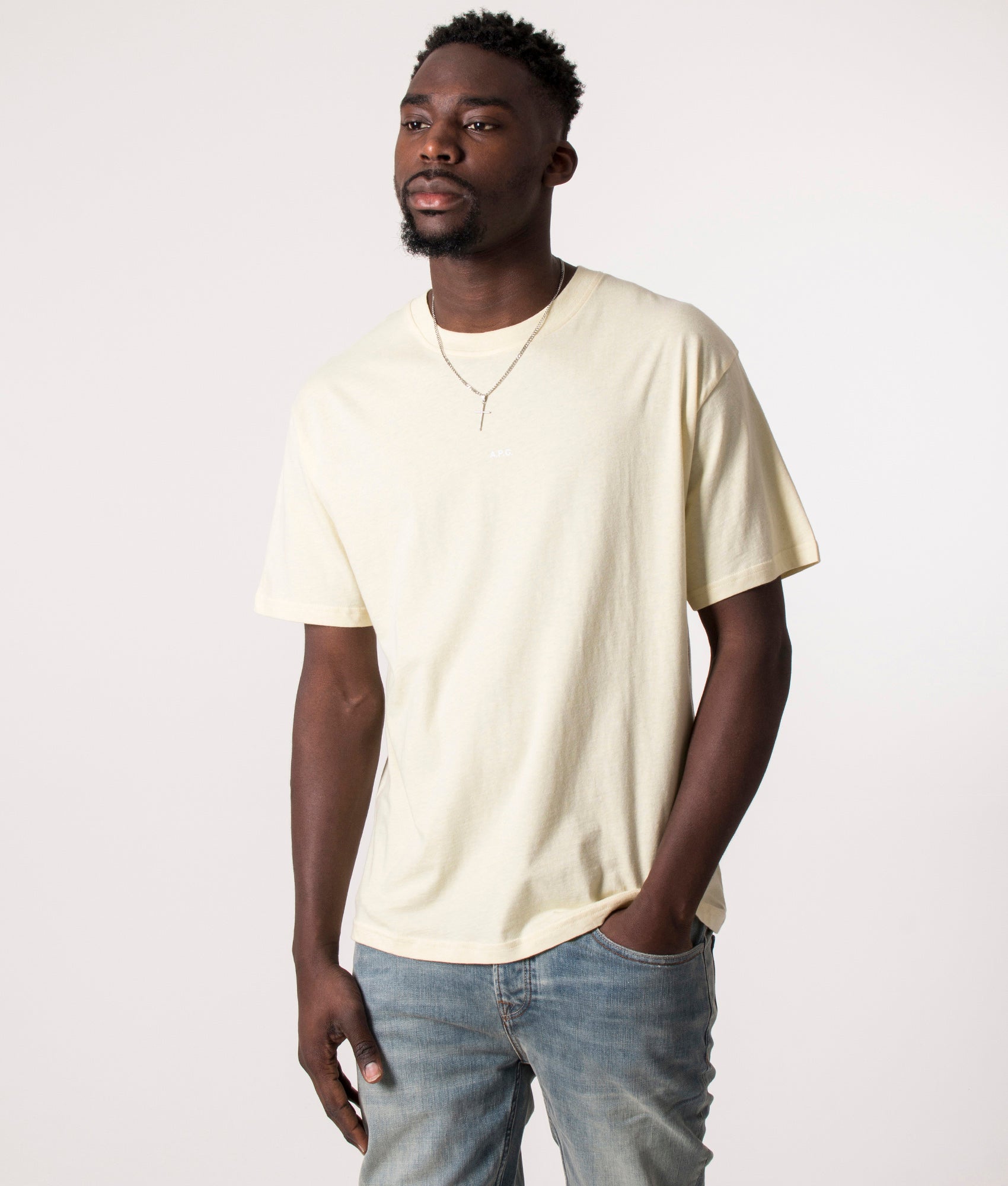 A.P.C. Mens Relaxed Fit Kyle T-Shirt - Colour: PD Jaune Chine - Size: XL