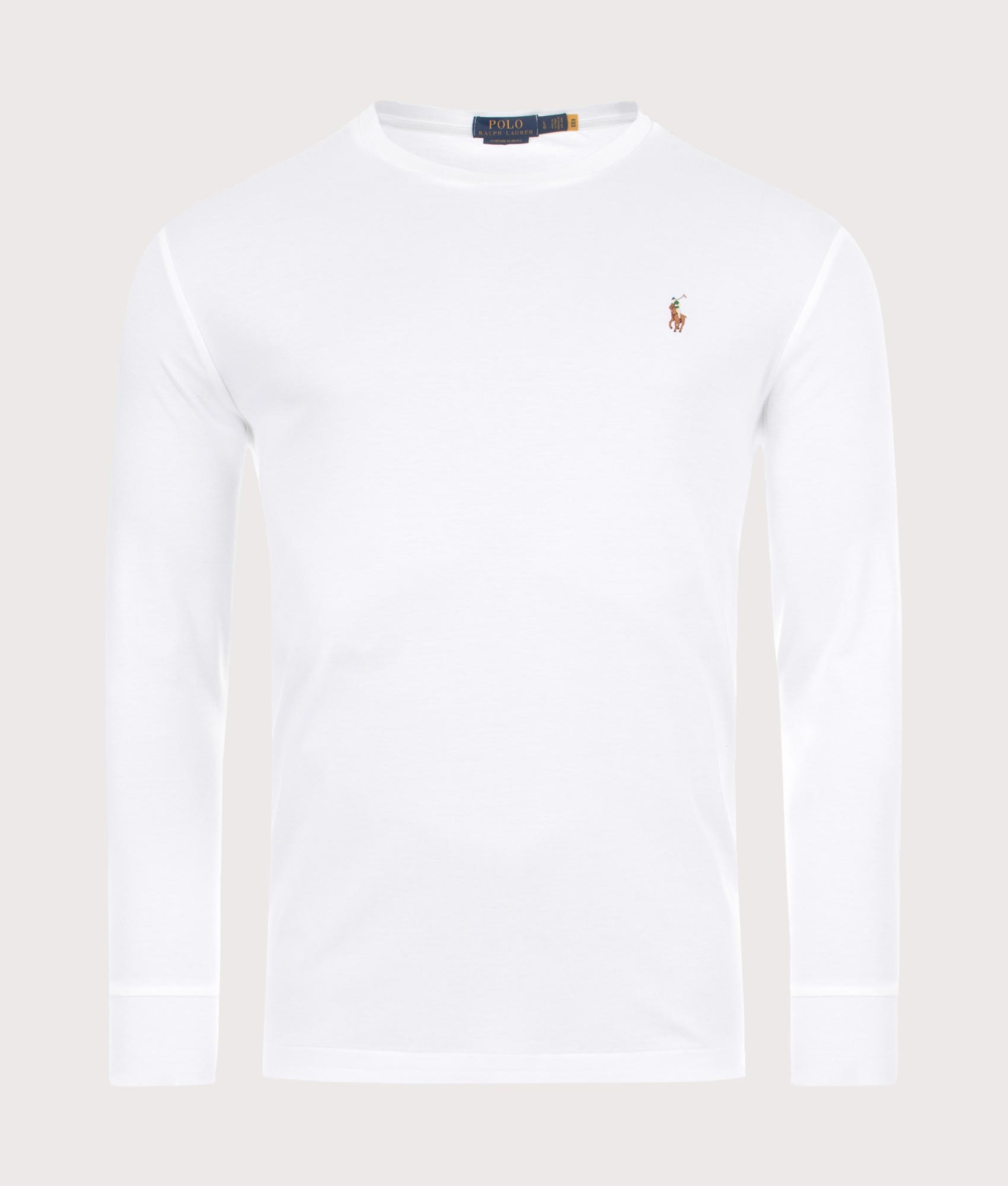 Polo Ralph Lauren Mens Custom Slim Fit Interlock Long Sleeve T-Shirt - Colour: 002 White - Size: XL