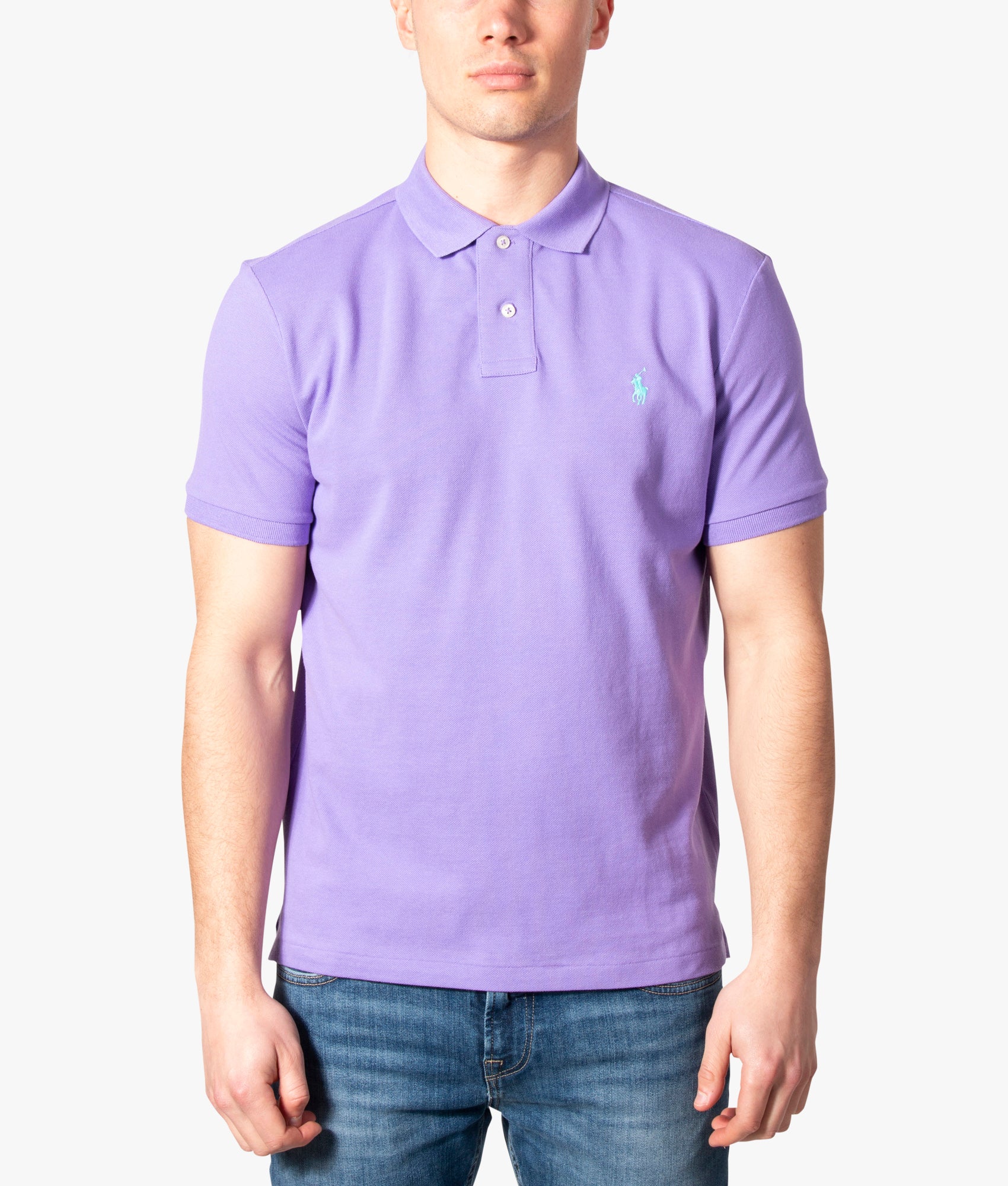 Polo Ralph Lauren Mens Custom Slim Fit Mesh Polo Shirt - Colour: 028 Hampton Purple/C6103 - Size: La