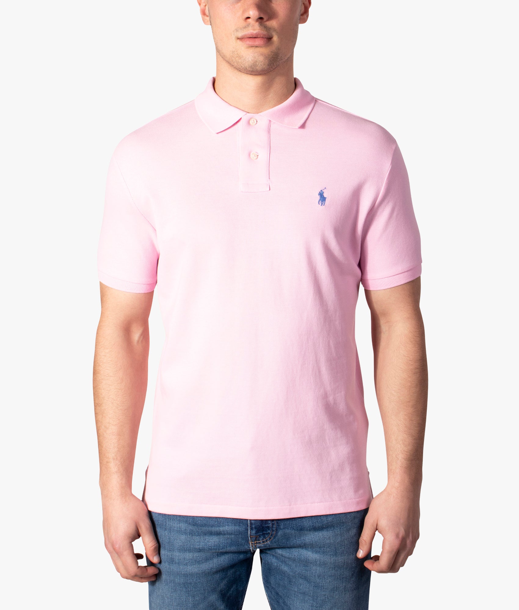 Custom Slim Fit Mesh Polo Shirt Carmel Pink | Polo Ralph Lauren | EQVVS