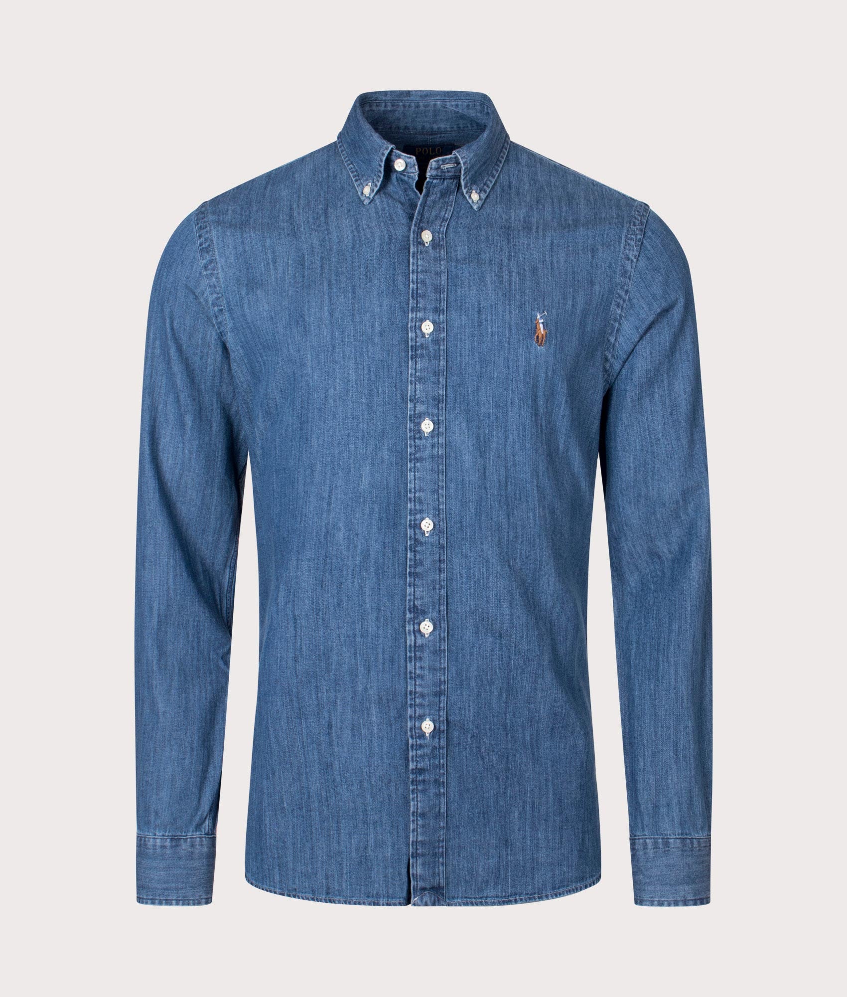 Polo Ralph Lauren Mens Custom Fit Denim Shirt - Colour: 001 Denim - Size: Large