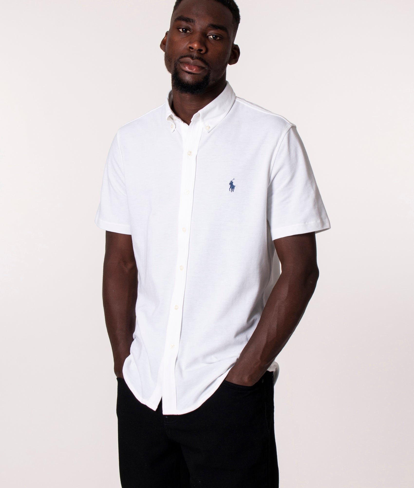 Polo Ralph Lauren Mens Featherweight Mesh Short Sleeve Shirt - Colour: 002 White - Size: Medium