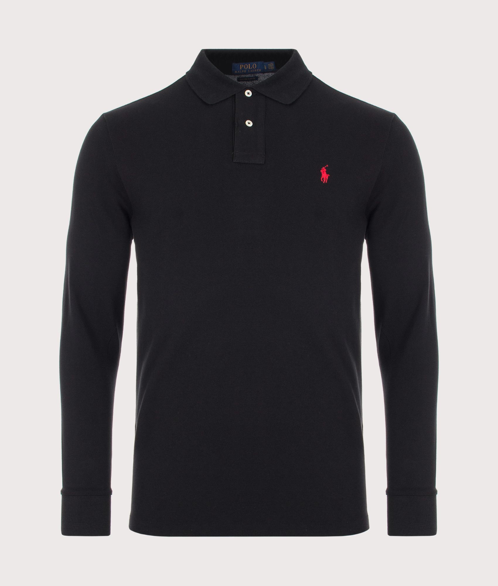 Polo Ralph Lauren Mens Custom Slim Fit Long Sleeve Polo Shirt - Colour: 045 Polo Black - Size: Mediu