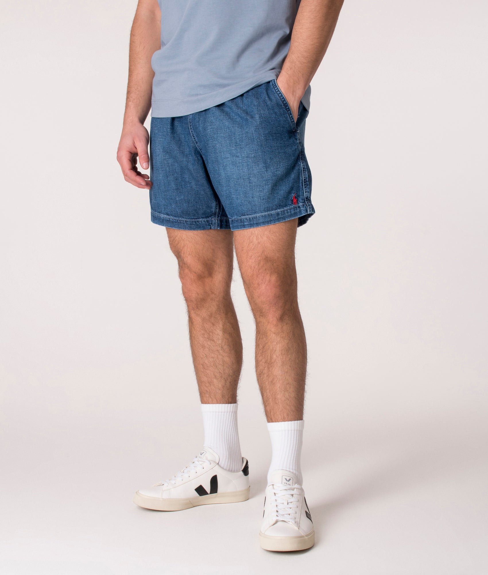 Polo Ralph Lauren Mens Regular Fit 6.5 Inch Polo Prepster Denim Shorts - Colour: 001 Blane - Size: X