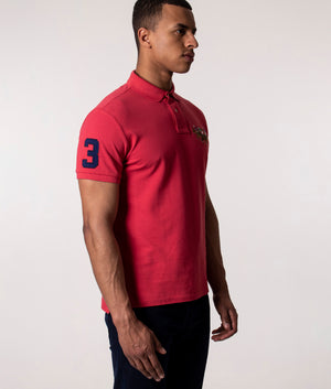 Custom Slim Fit Triple Pony Polo Shirt Sunrise Red | Polo Ralph Lauren |  EQVVS