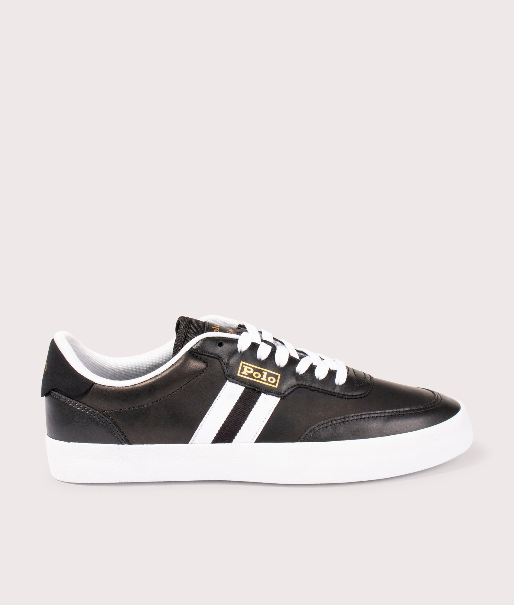 Polo Ralph Lauren Mens Court VLC Low Top Sneakers - Colour: 001 Black/White - Size: 9