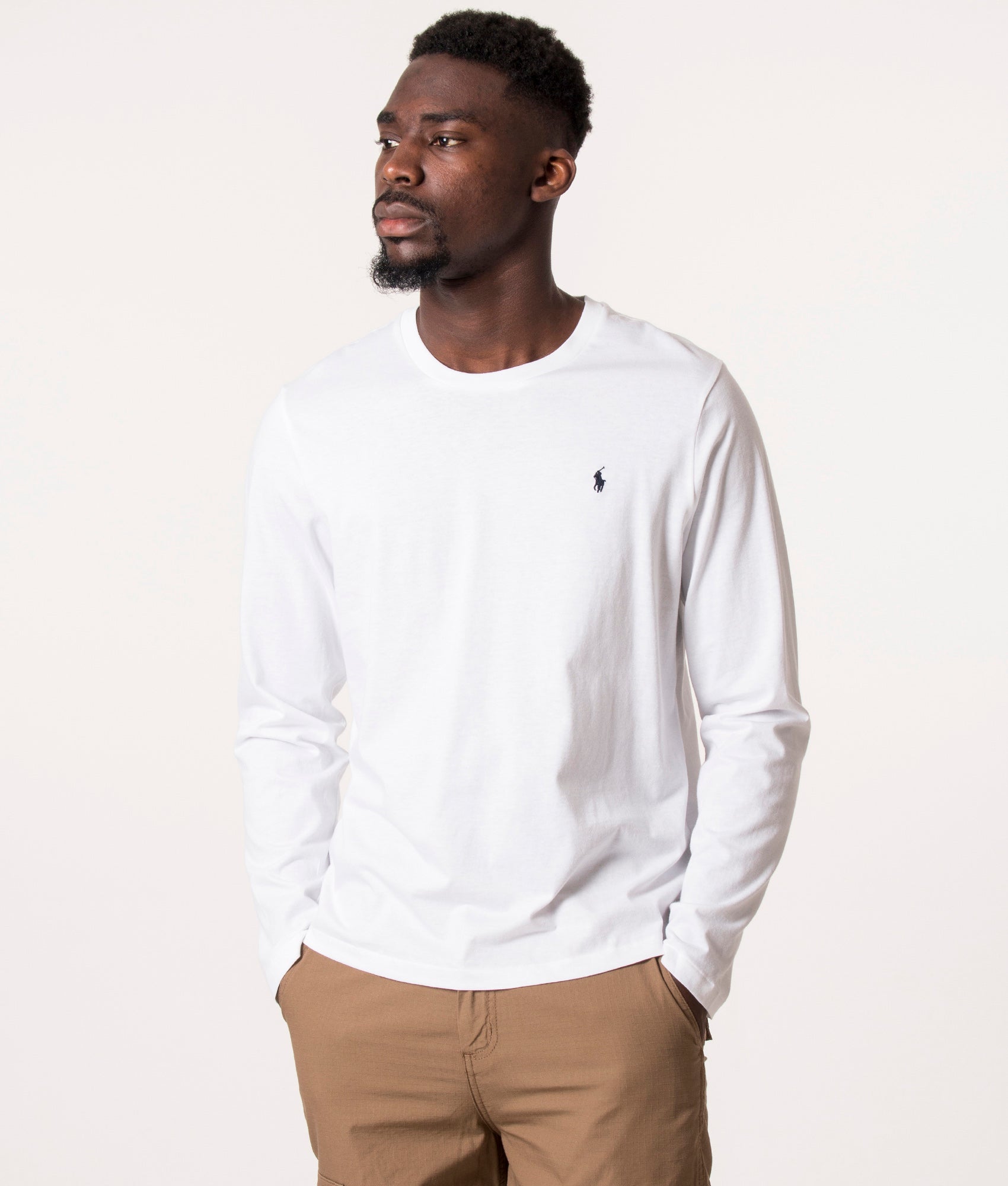 Polo Ralph Lauren Mens Classic Fit Lightweight Long Sleeve T-Shirt - Colour: Core 004 White - Size: 