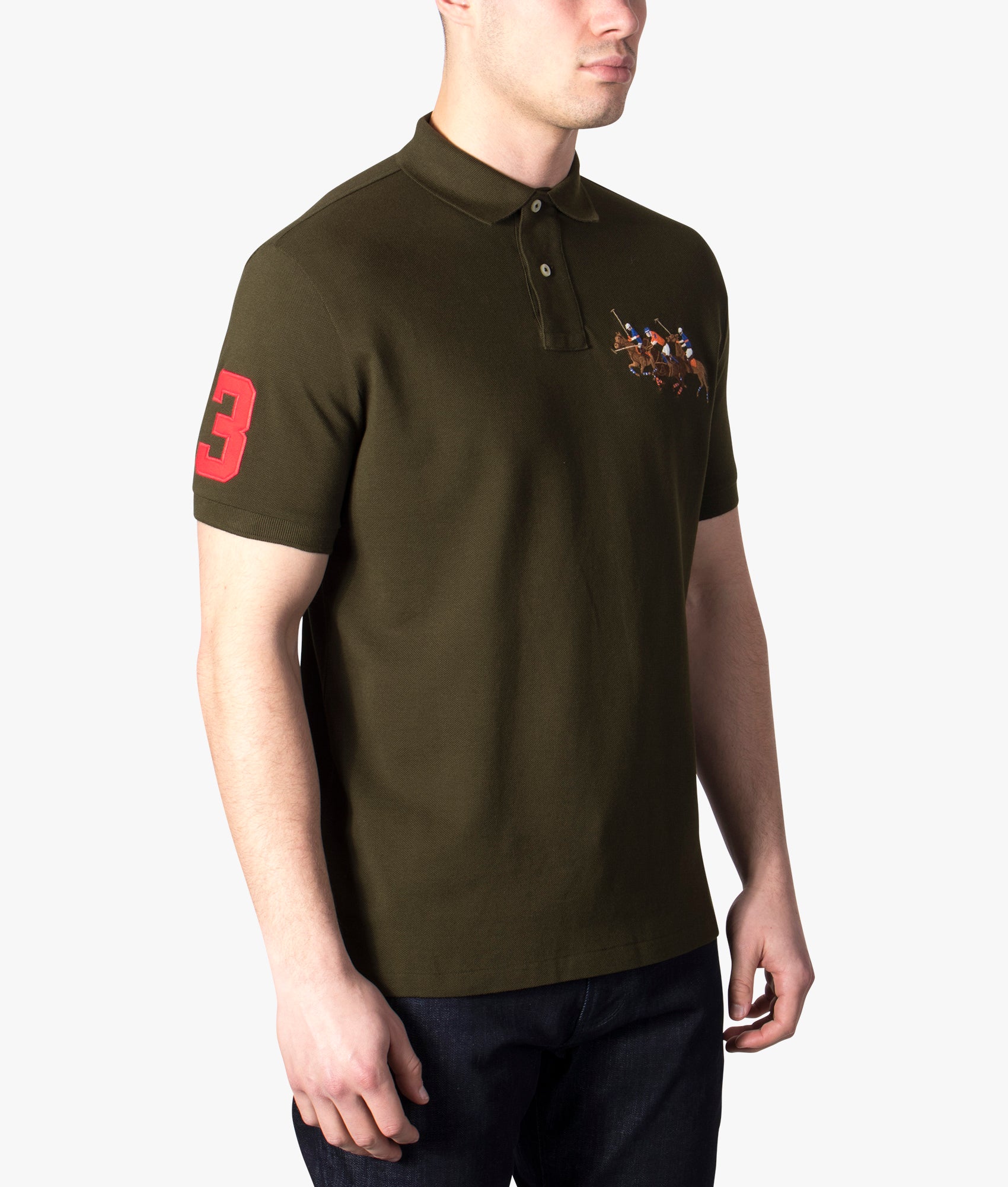 Custom Slim Fit Triple Pony Polo Shirt Dark Loden | Polo Ralph Lauren |  EQVVS